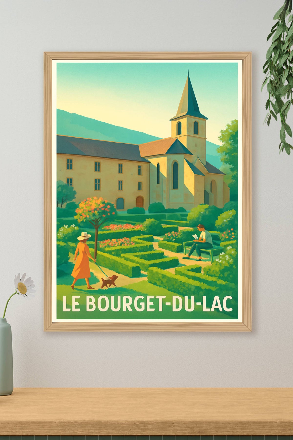 Affiche Le Bourget-du-Lac — Une escapade paisible au cœur du jardin à la française · poster d'art de Le Bourget-du-Lac