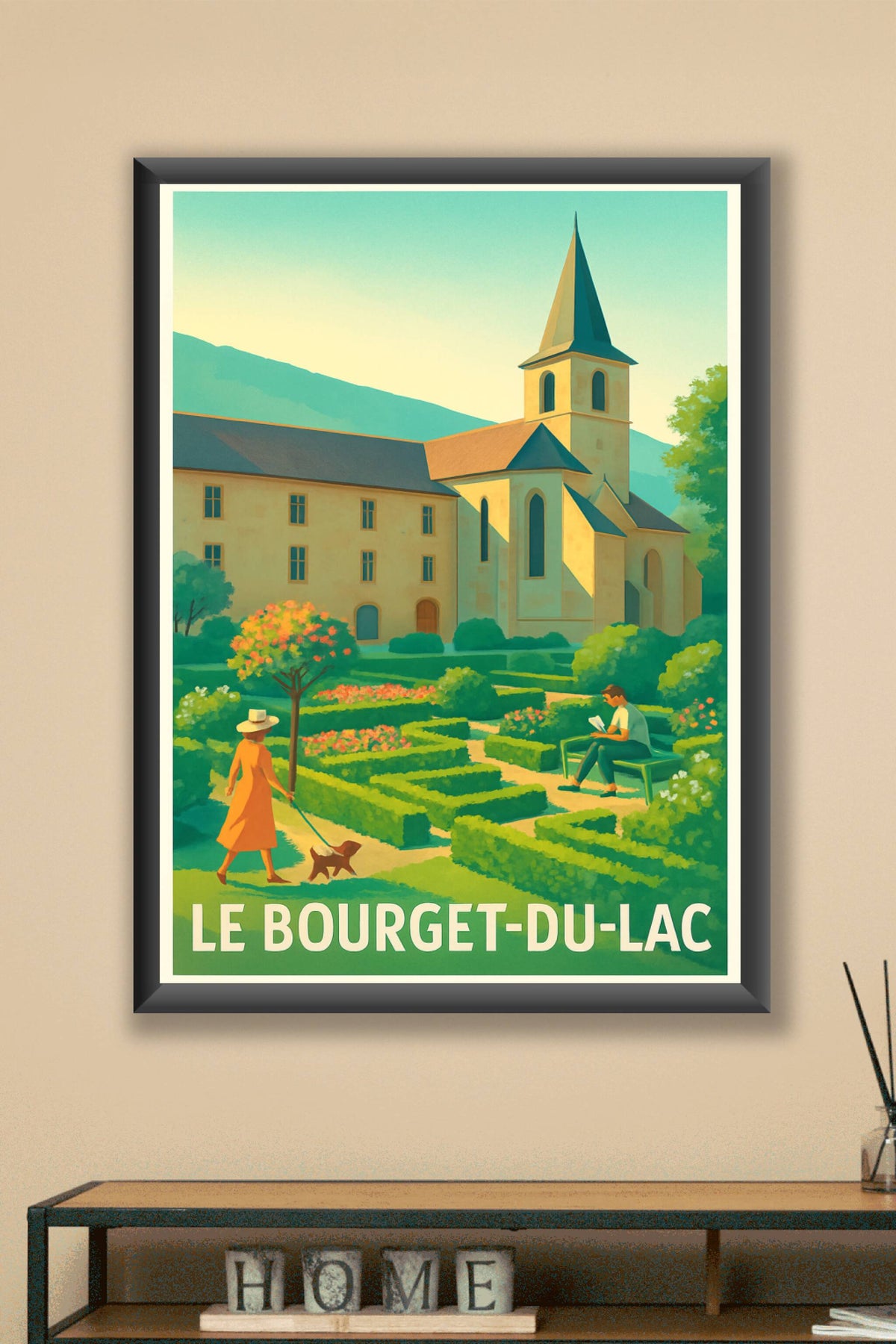 Affiche Le Bourget-du-Lac — Une escapade paisible au cœur du jardin à la française · poster d'art de Le Bourget-du-Lac