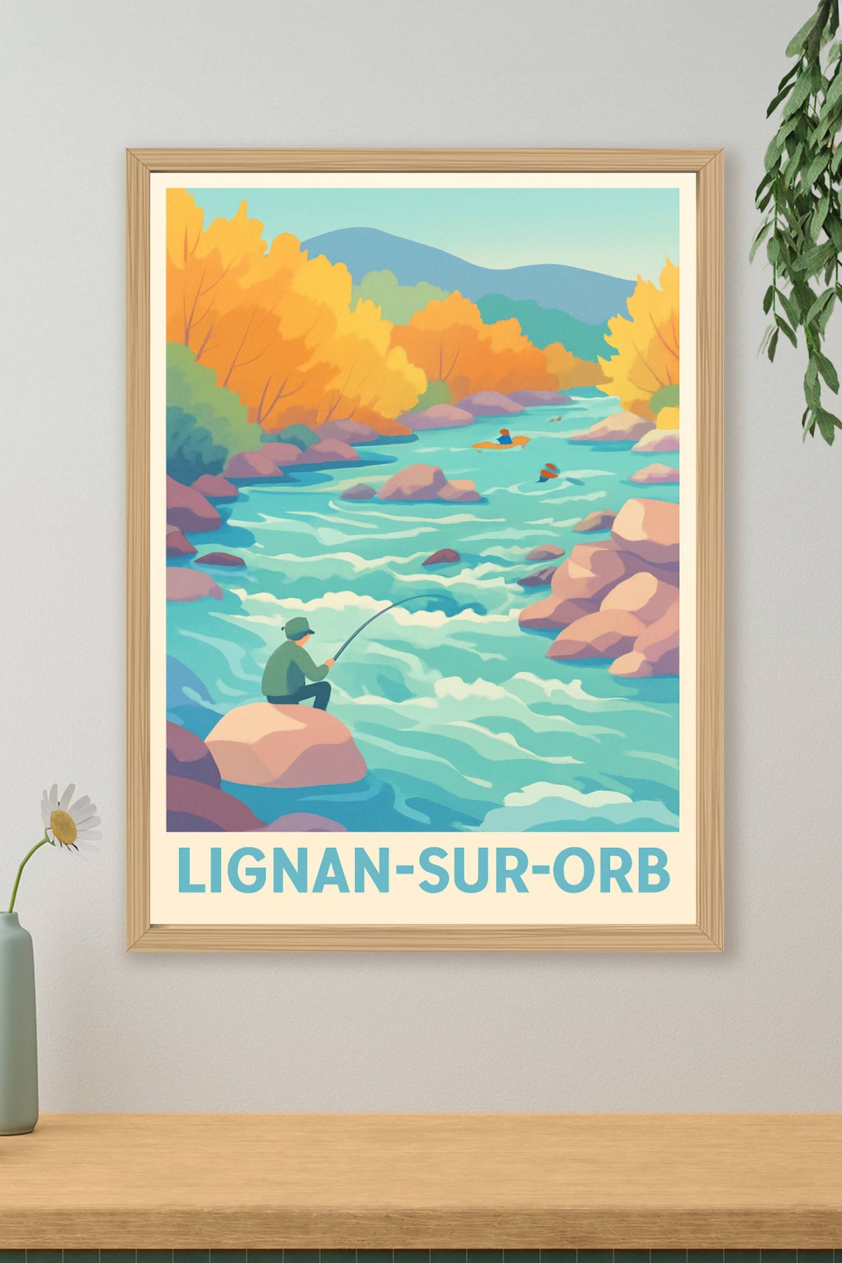 Affiche Lignan-sur-Orb — Sérénité au fil de l'eau · poster d'art de Lignan-sur-Orb