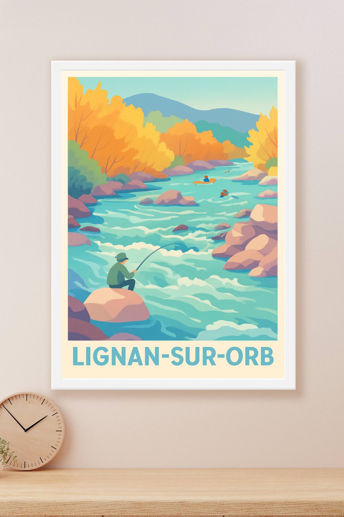 Affiche Lignan-sur-Orb — Sérénité au fil de l'eau · poster d'art de Lignan-sur-Orb