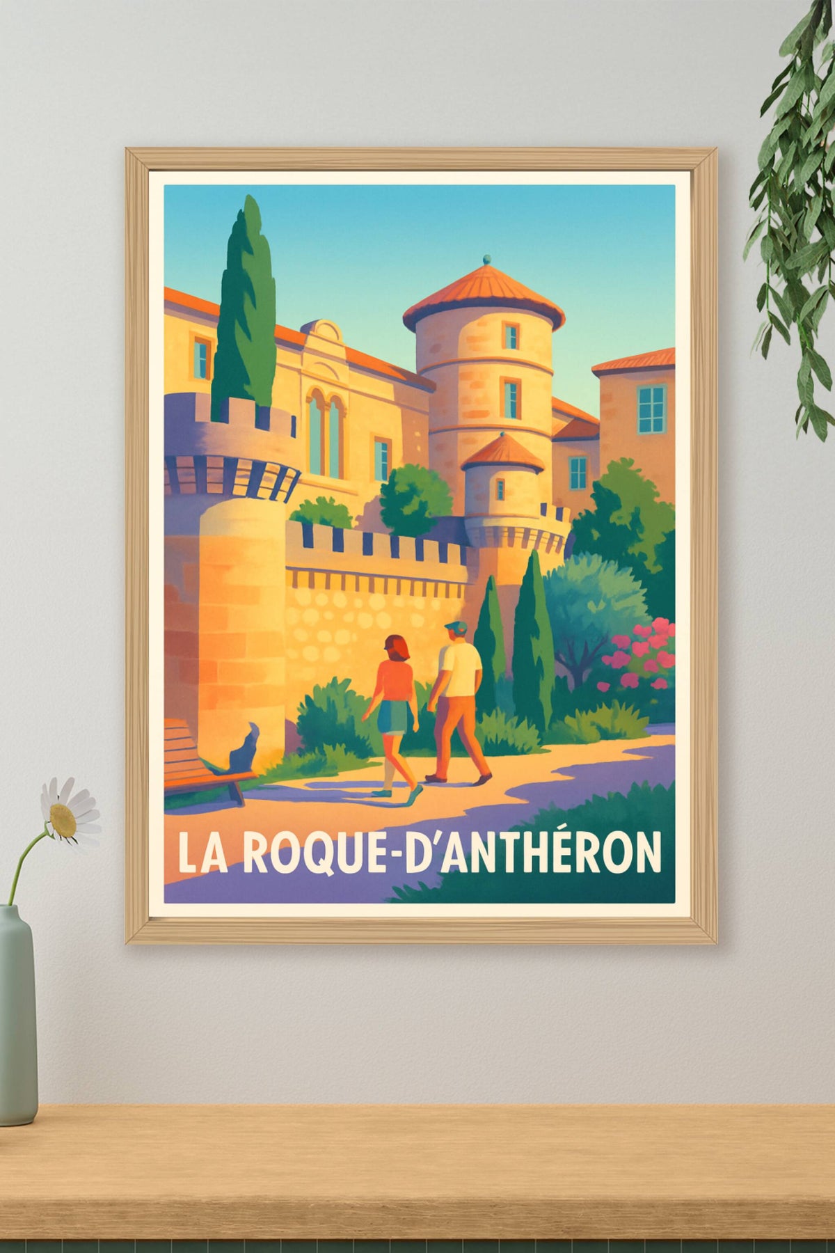 Affiche La Roque-d'Anthéron — Promenade au cœur du charme provençal · poster d'art de La Roque-d'Anthéron