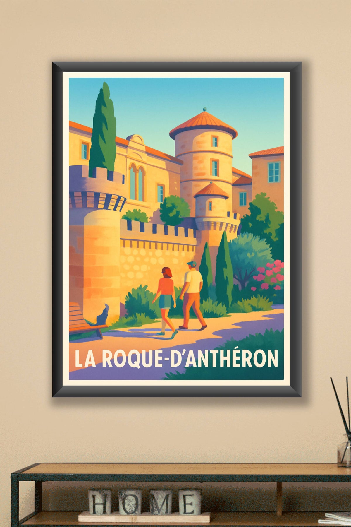 Affiche La Roque-d'Anthéron — Promenade au cœur du charme provençal · poster d'art de La Roque-d'Anthéron