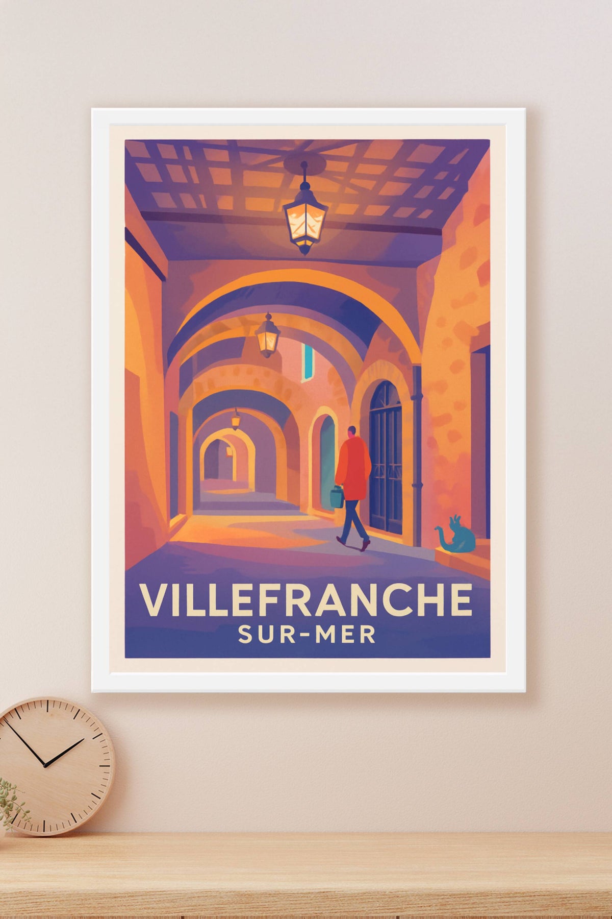 Affiche Villefranche-sur-Mer — Balade sous les arches illuminées · poster d'art de Villefranche-sur-Mer