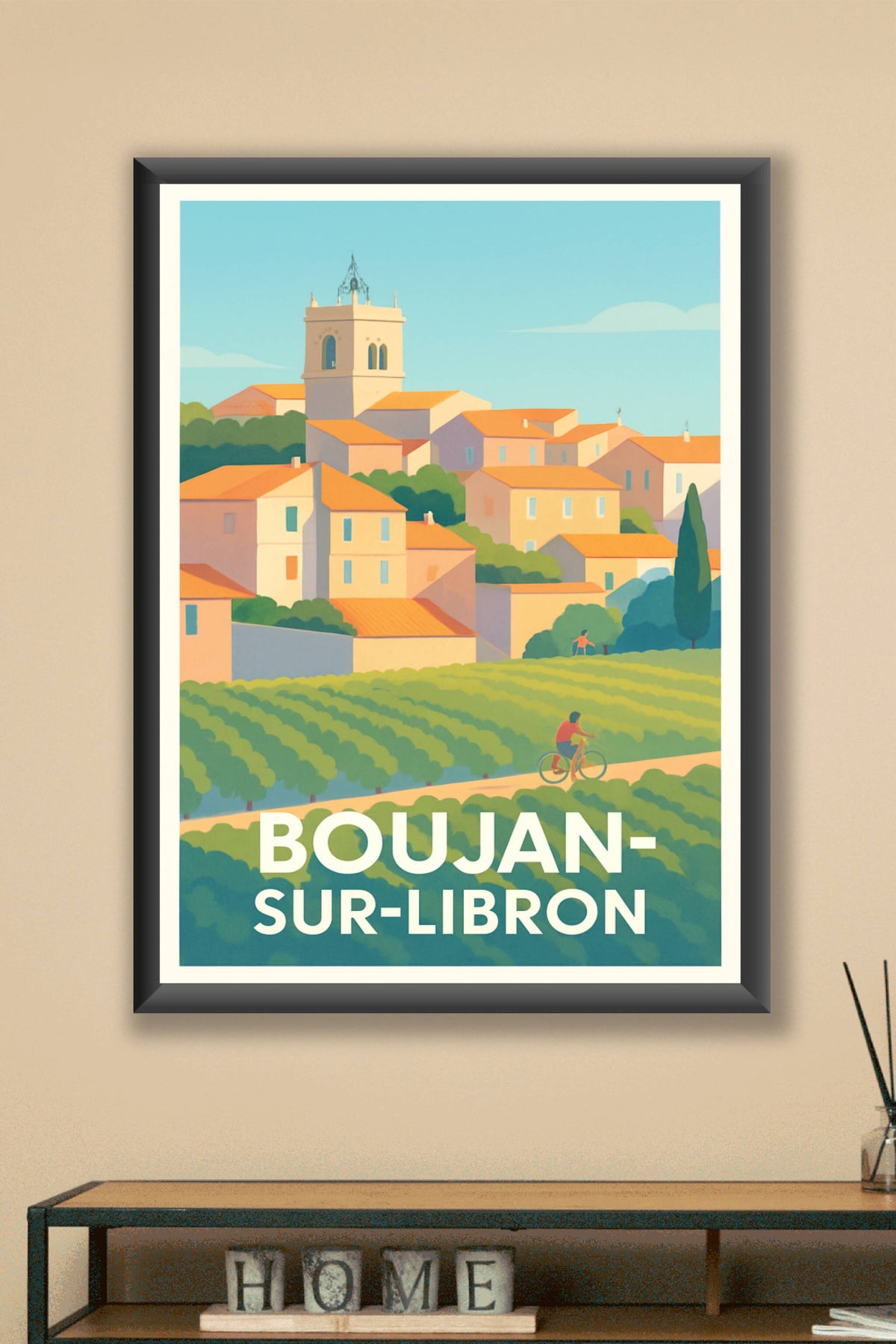 Affiche Boujan-sur-Libron — Charme et douceur du Sud · poster d'art de Boujan-sur-Libron