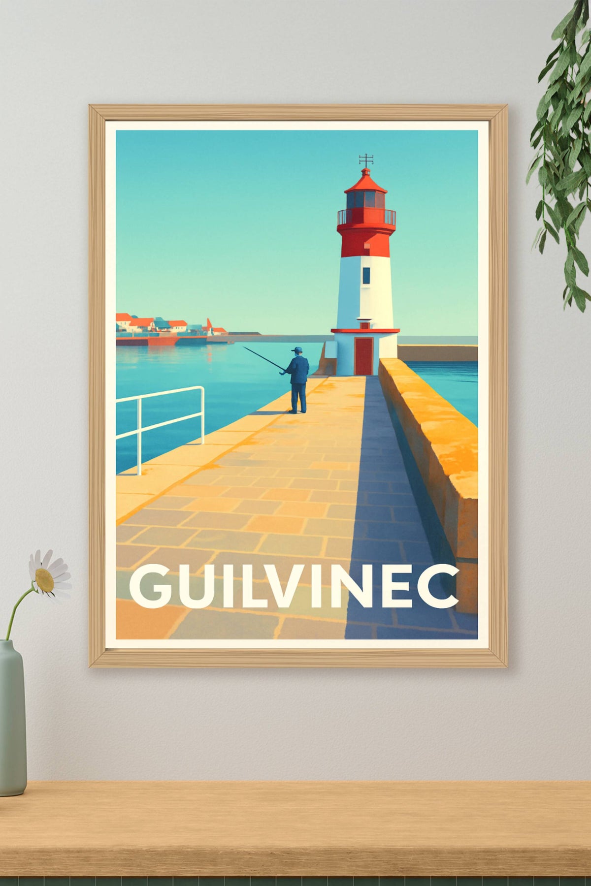 Affiche Guilvinec — Sérénité au phare du port · poster d'art de Guilvinec