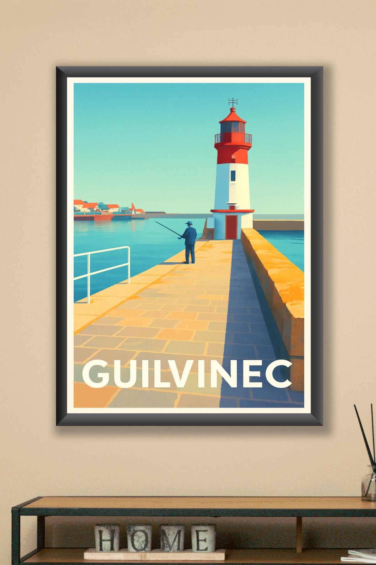 Affiche Guilvinec — Sérénité au phare du port · poster d'art de Guilvinec