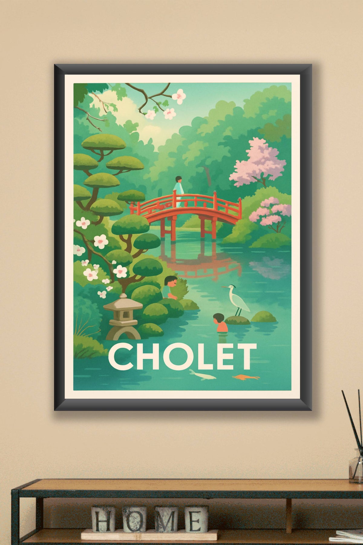 Affiche Cholet — Sérénité et nature japonaise au cœur de la ville · poster d'art de Cholet