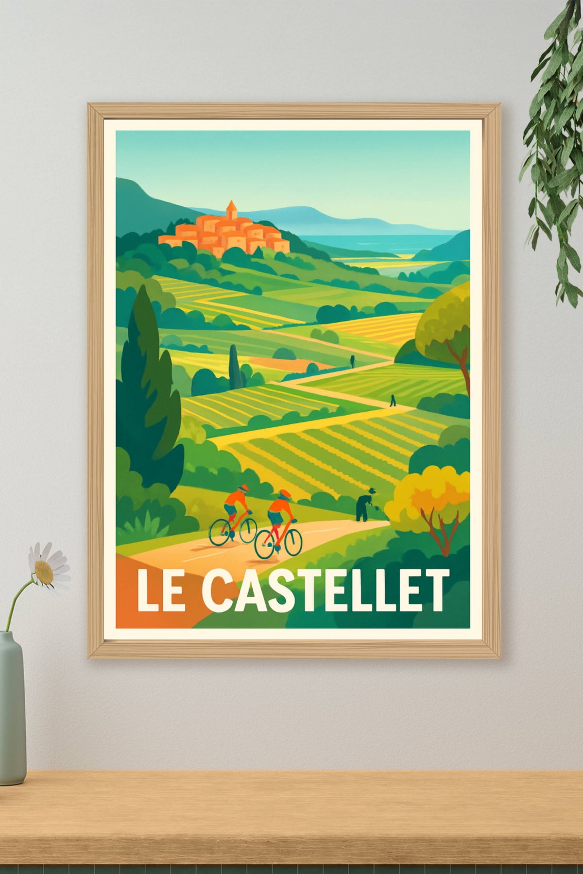 Affiche Le Castellet — Évasion à vélo au cœur des vignobles · poster d'art de Le Castellet