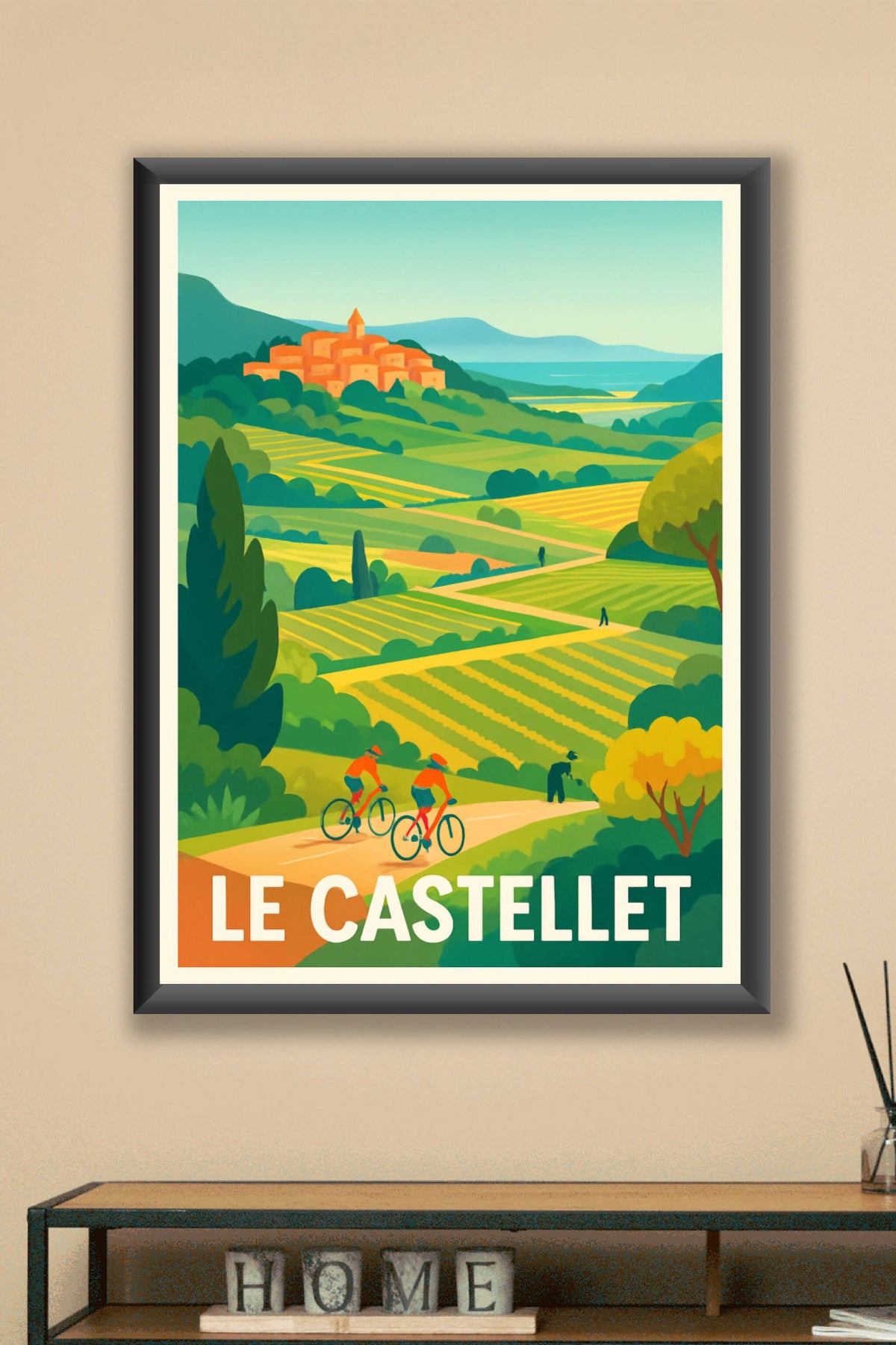 Affiche Le Castellet — Évasion à vélo au cœur des vignobles · poster d'art de Le Castellet