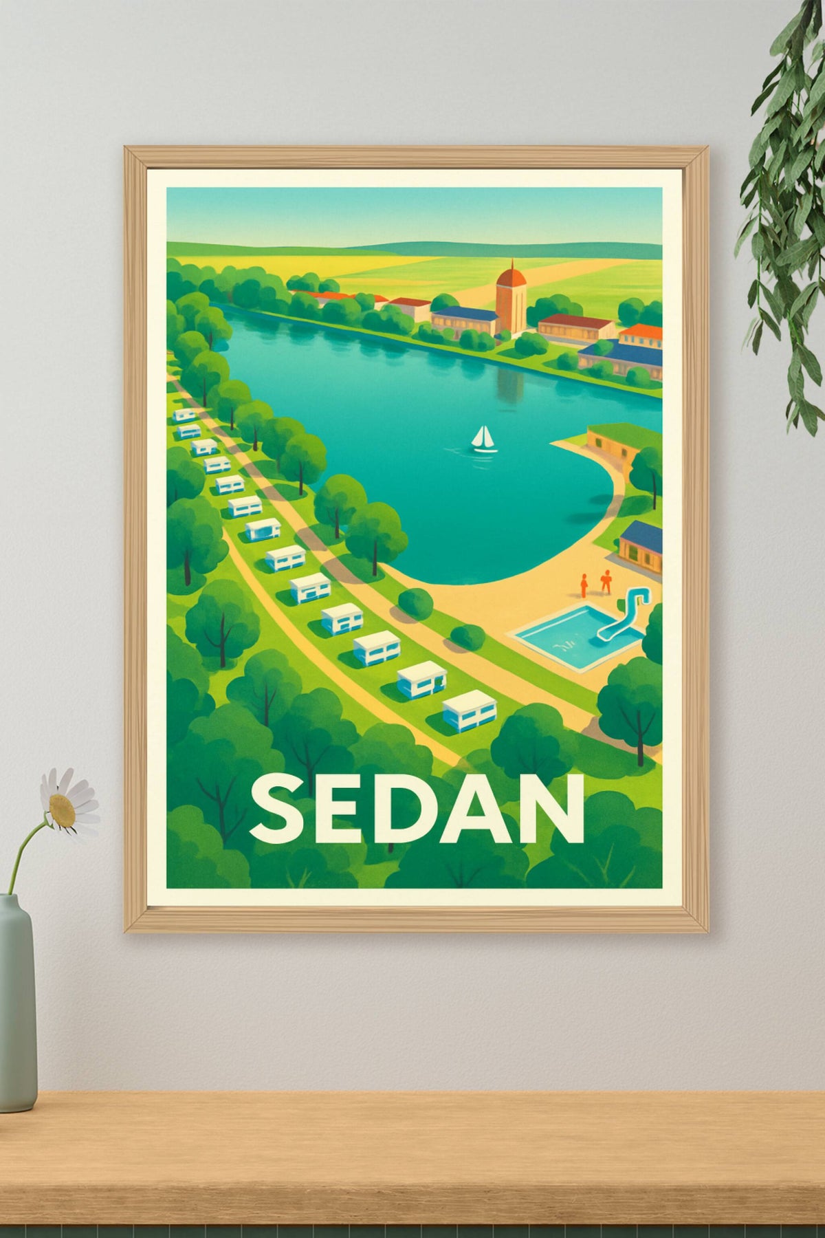 Affiche Sedan — Évasion nature au bord de l'eau · poster d'art de Sedan