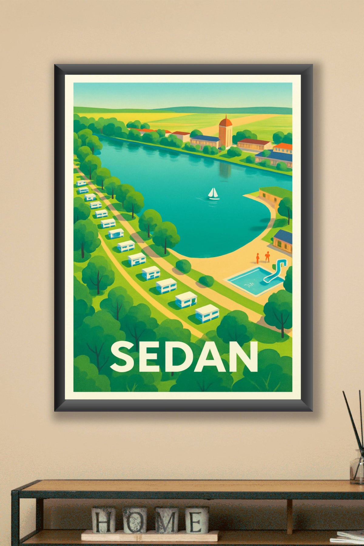 Affiche Sedan — Évasion nature au bord de l'eau · poster d'art de Sedan