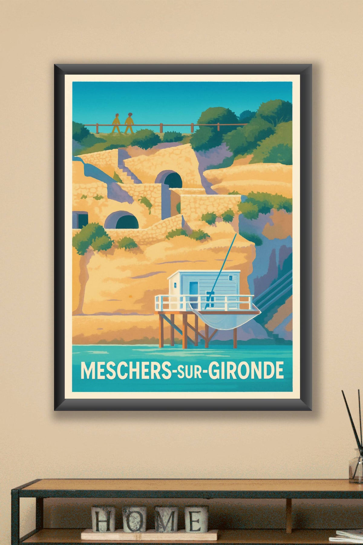 Affiche Meschers-sur-Gironde — Charme côtier et cabane de pêcheurs · poster d'art de Meschers-sur-Gironde