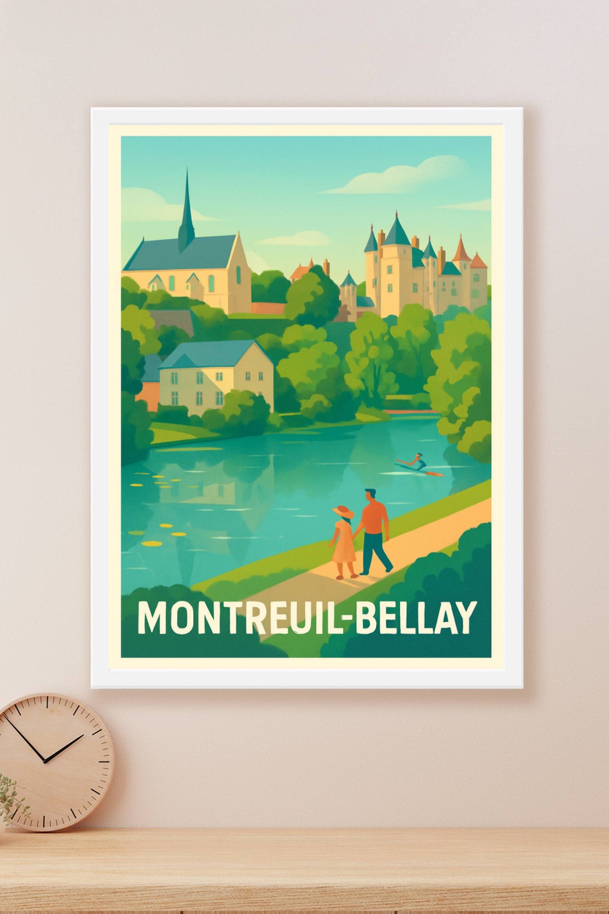 Affiche Montreuil-Bellay — Charme paisible entre château et rivière · poster d'art de Montreuil-Bellay