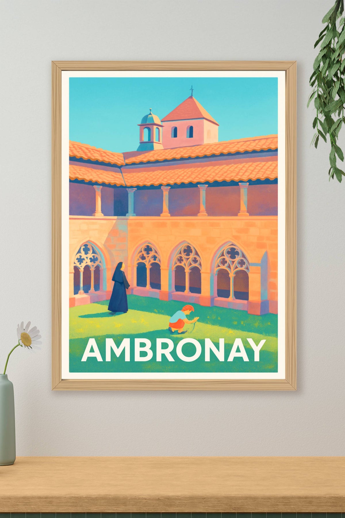 Affiche Ambronay — Tranquillité au cœur du cloître · poster d'art de Ambronay