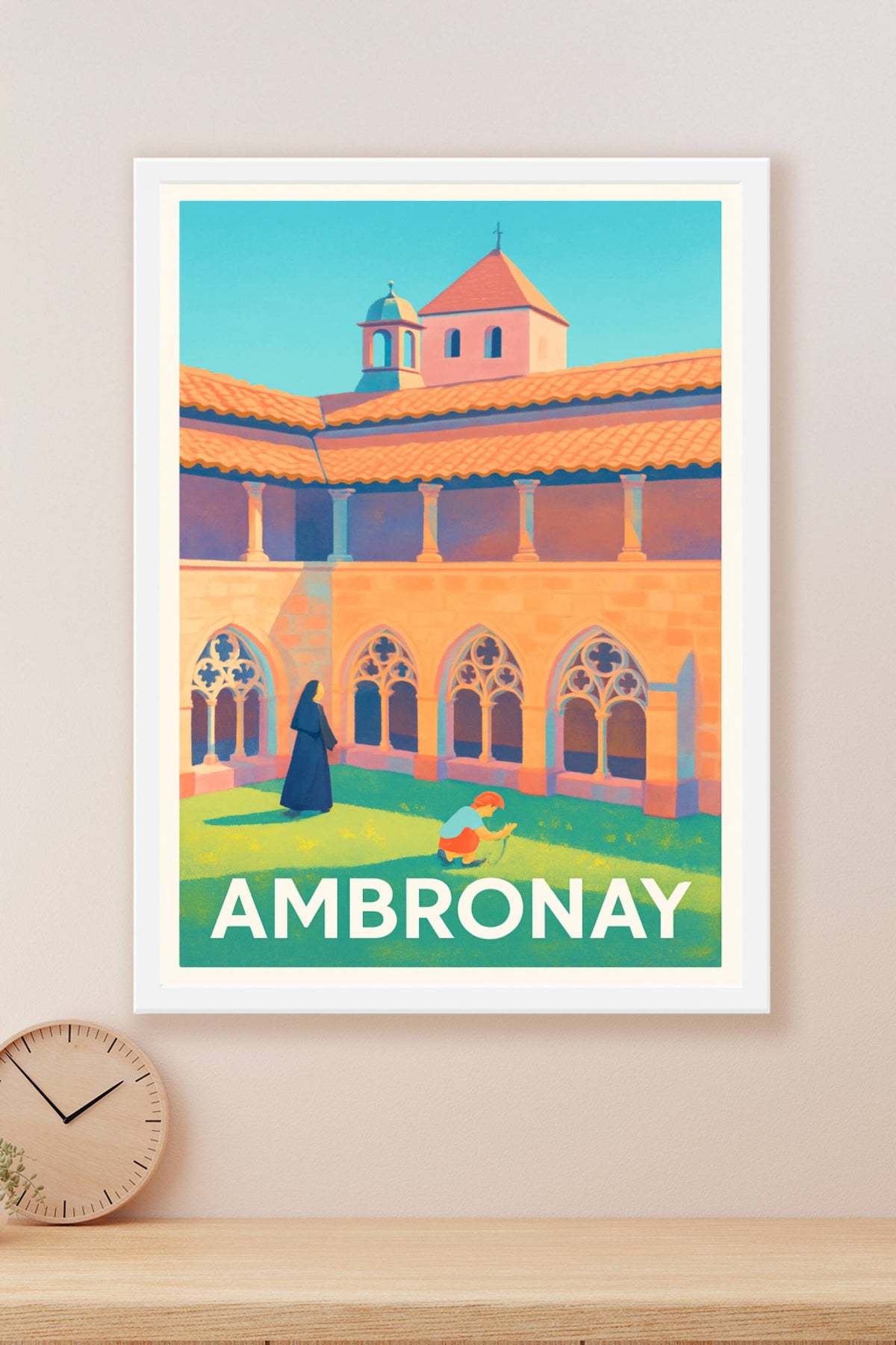 Affiche Ambronay — Tranquillité au cœur du cloître · poster d'art de Ambronay