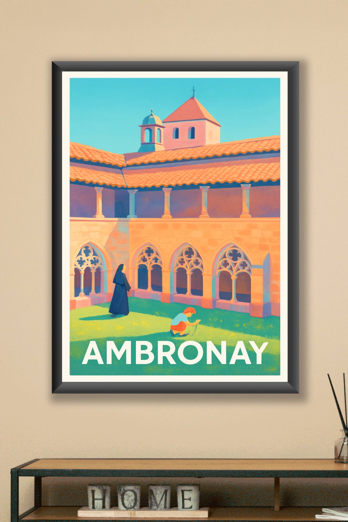 Affiche Ambronay — Tranquillité au cœur du cloître · poster d'art de Ambronay