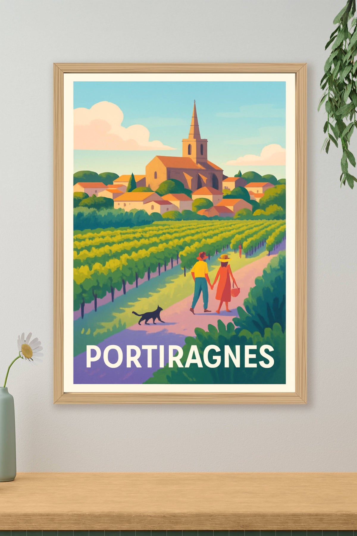 Affiche Portiragnes — Promenade bucolique au cœur des vignes · poster d'art de Portiragnes