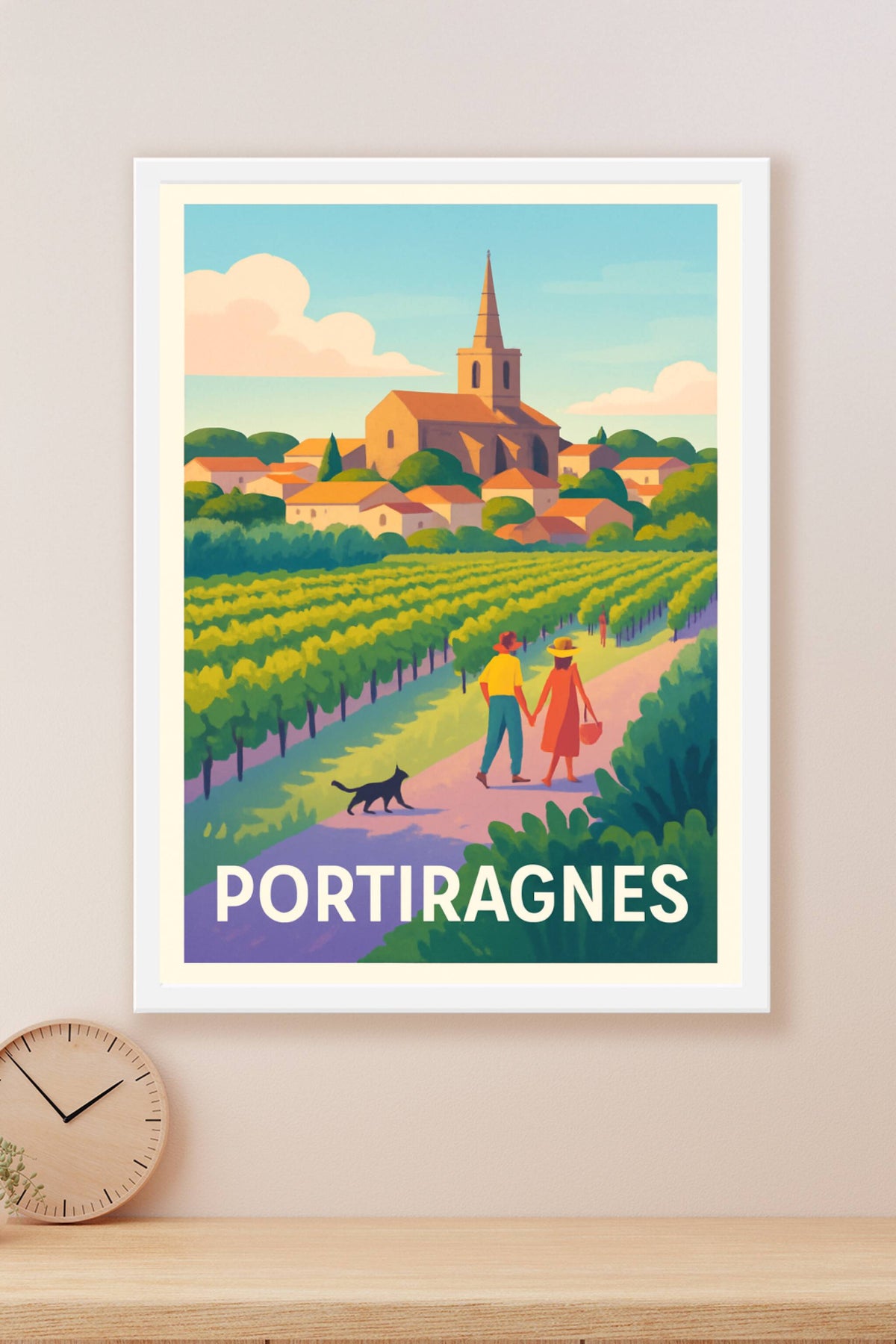 Affiche Portiragnes — Promenade bucolique au cœur des vignes · poster d'art de Portiragnes