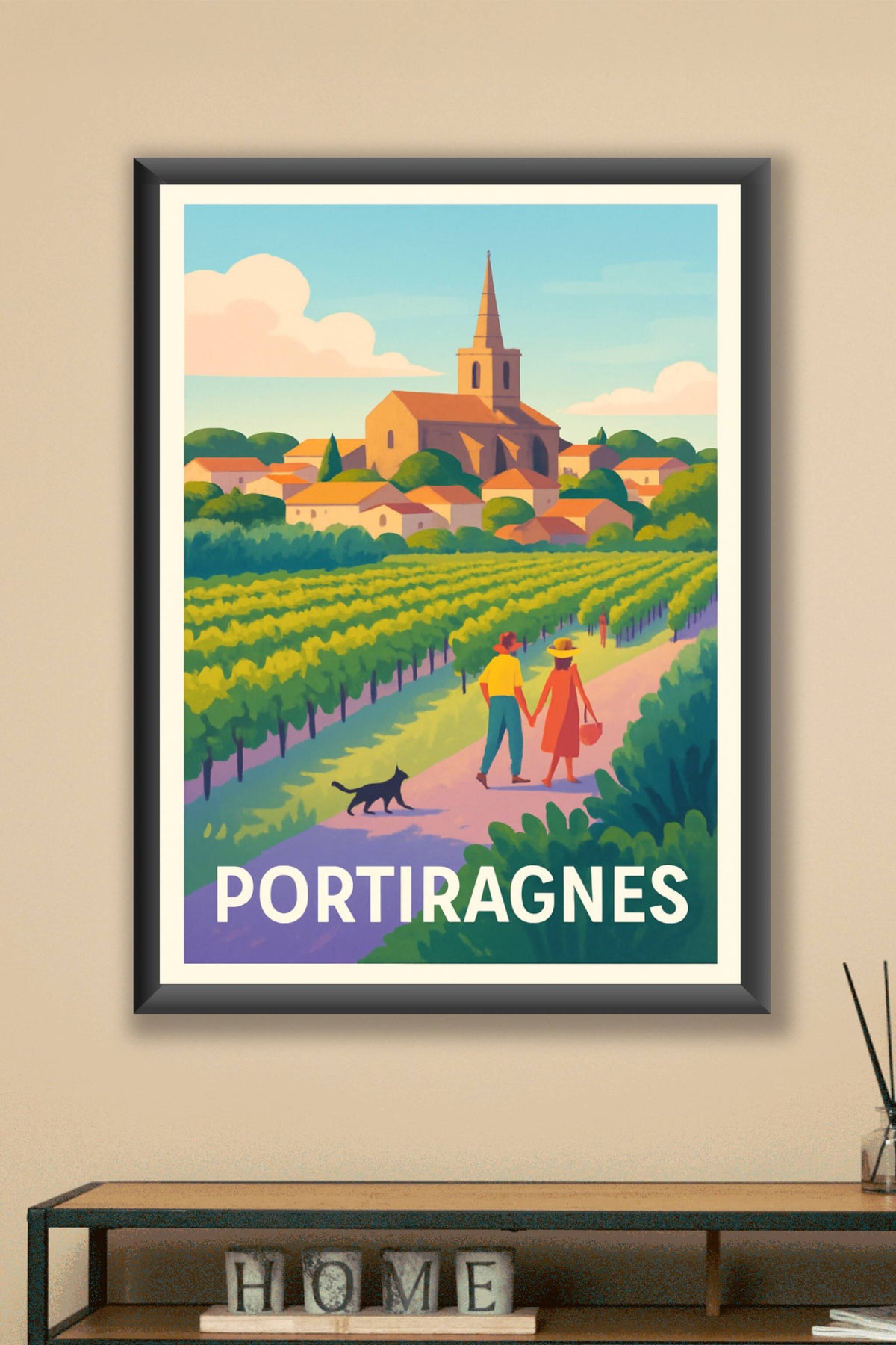 Affiche Portiragnes — Promenade bucolique au cœur des vignes · poster d'art de Portiragnes