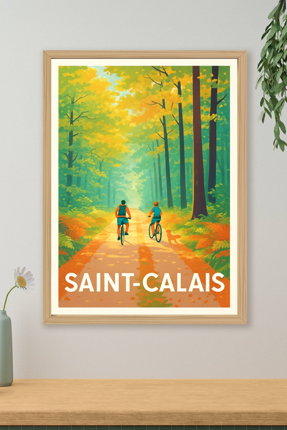 Affiche Saint-Calais — Balade à vélo en forêt enchantée · poster d'art de Saint-Calais