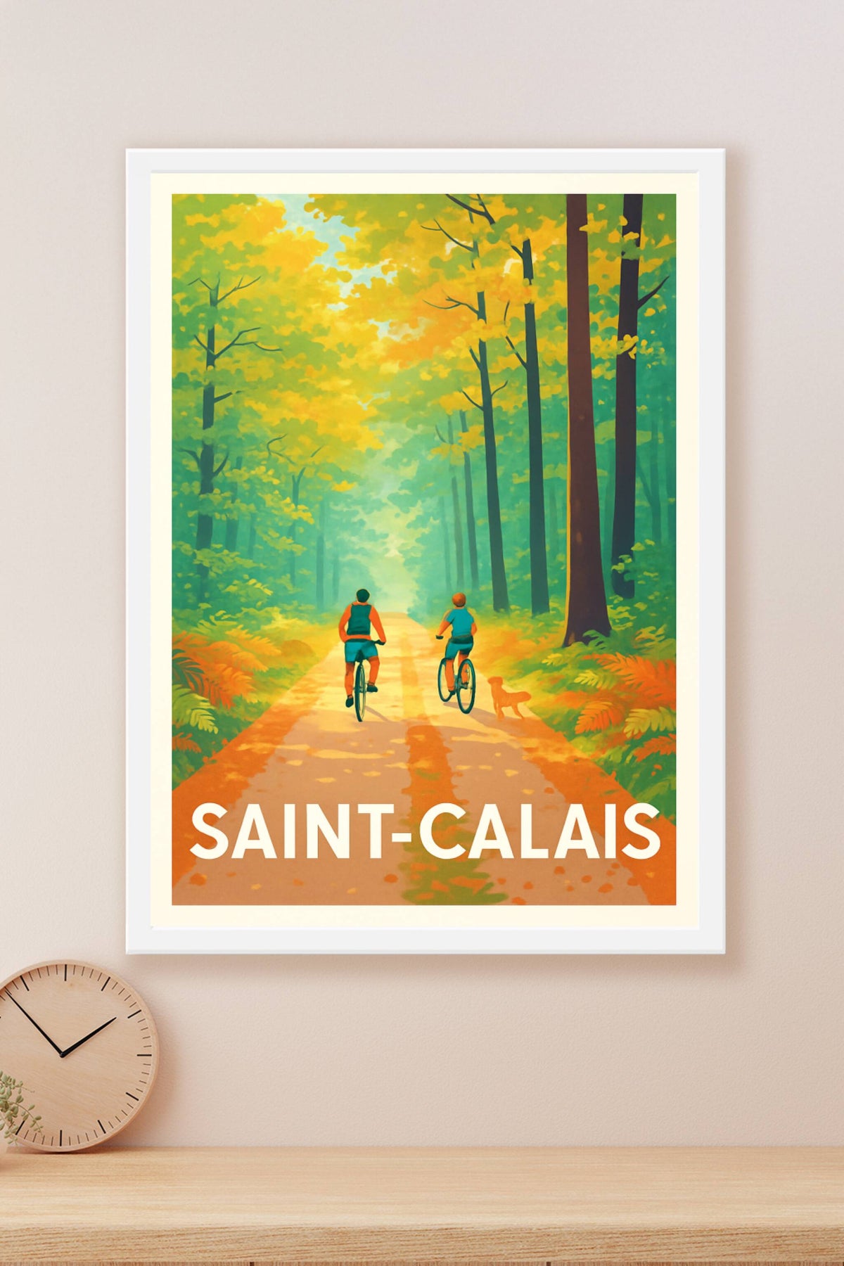 Affiche Saint-Calais — Balade à vélo en forêt enchantée · poster d'art de Saint-Calais