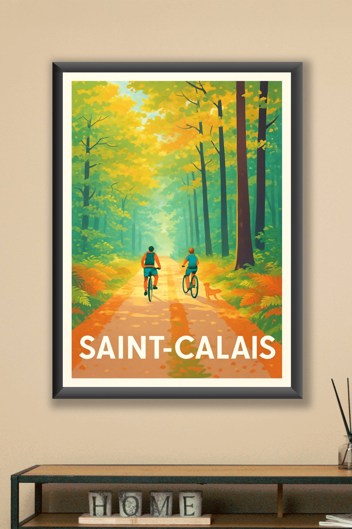 Affiche Saint-Calais — Balade à vélo en forêt enchantée · poster d'art de Saint-Calais