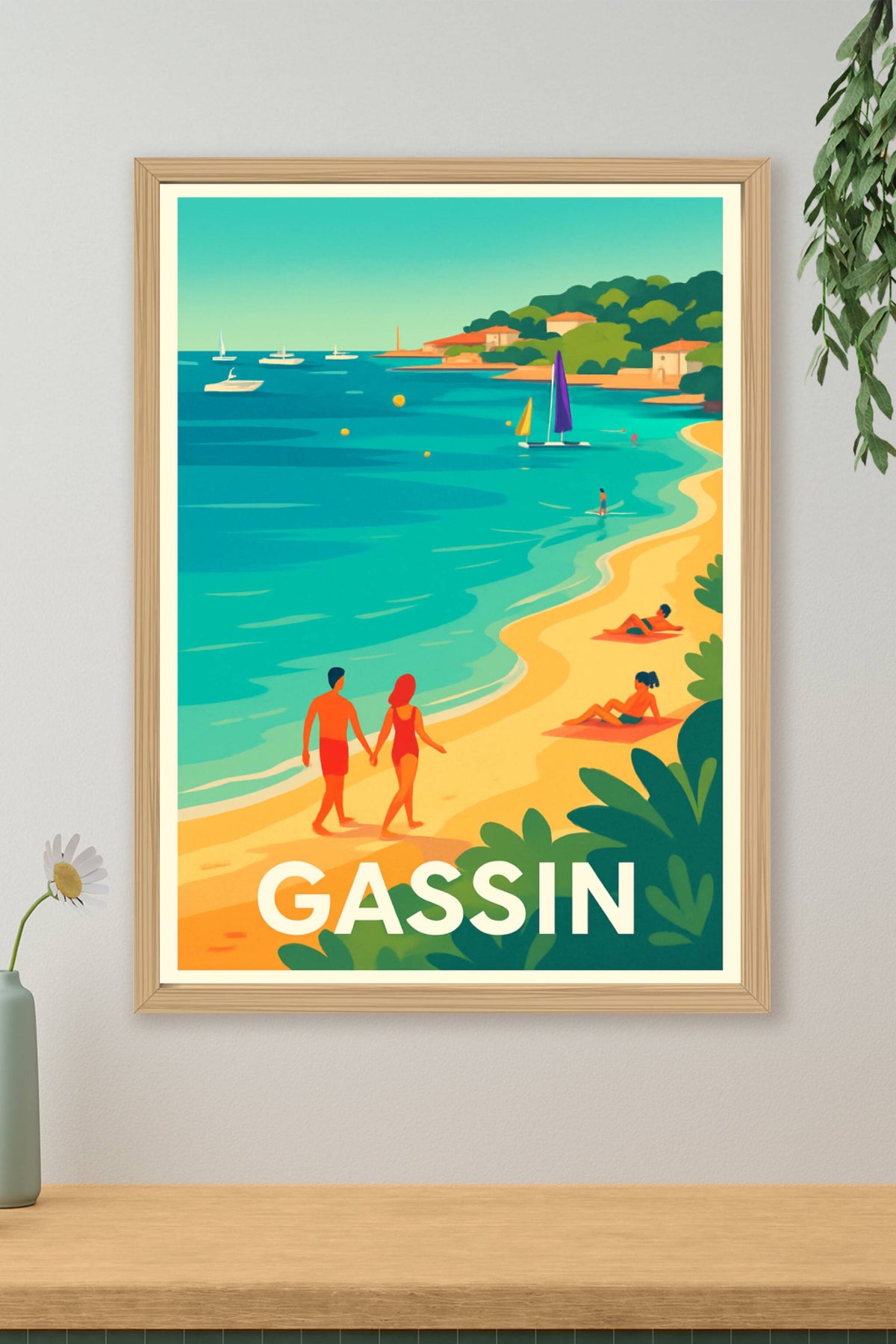 Affiche Gassin — Escapade ensoleillée au bord de la Méditerranée · poster d'art de Gassin