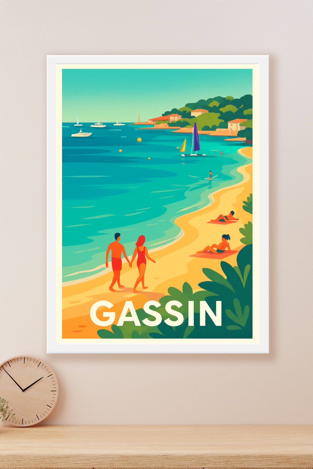 Affiche Gassin — Escapade ensoleillée au bord de la Méditerranée · poster d'art de Gassin