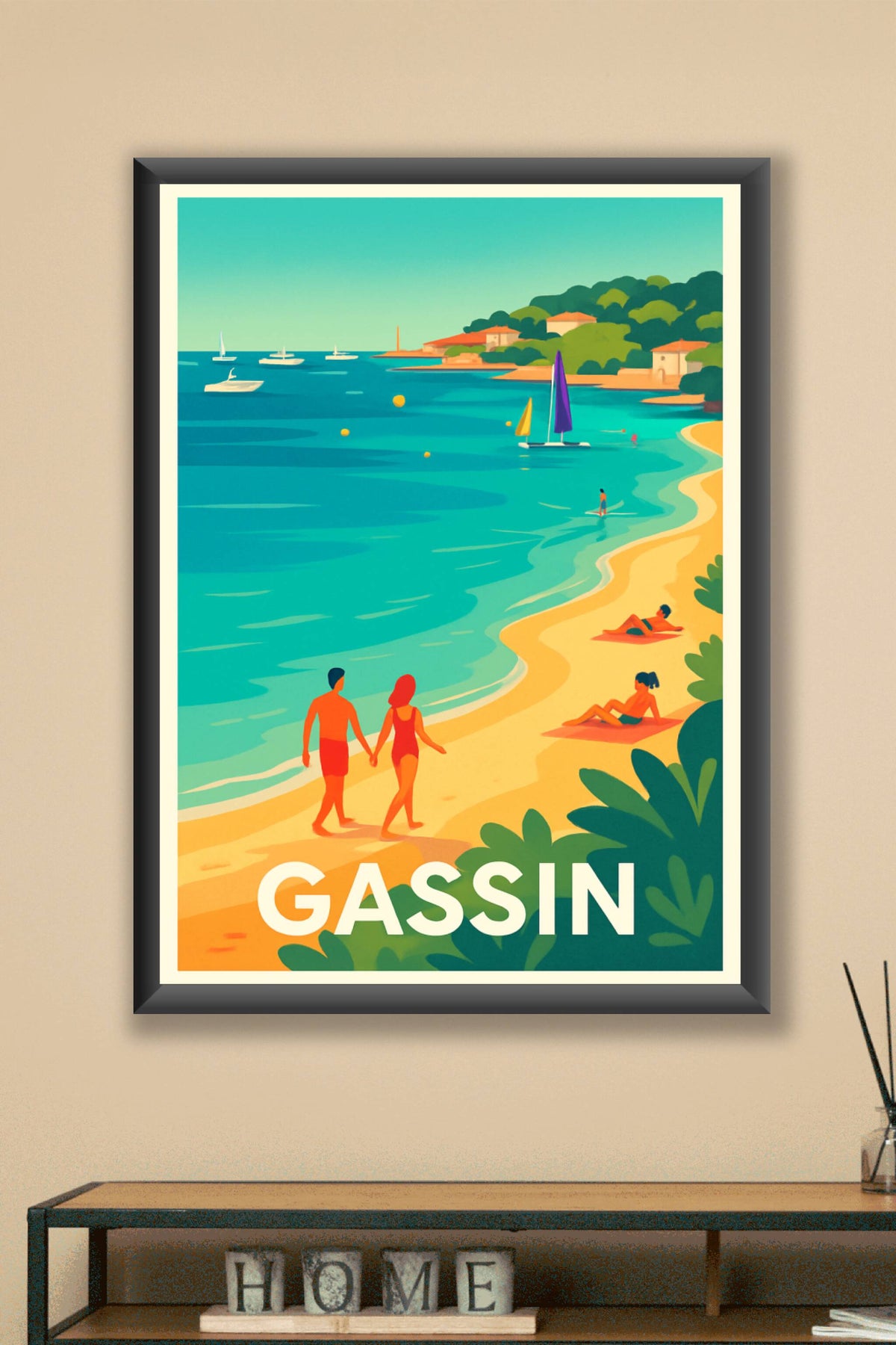 Affiche Gassin — Escapade ensoleillée au bord de la Méditerranée · poster d'art de Gassin