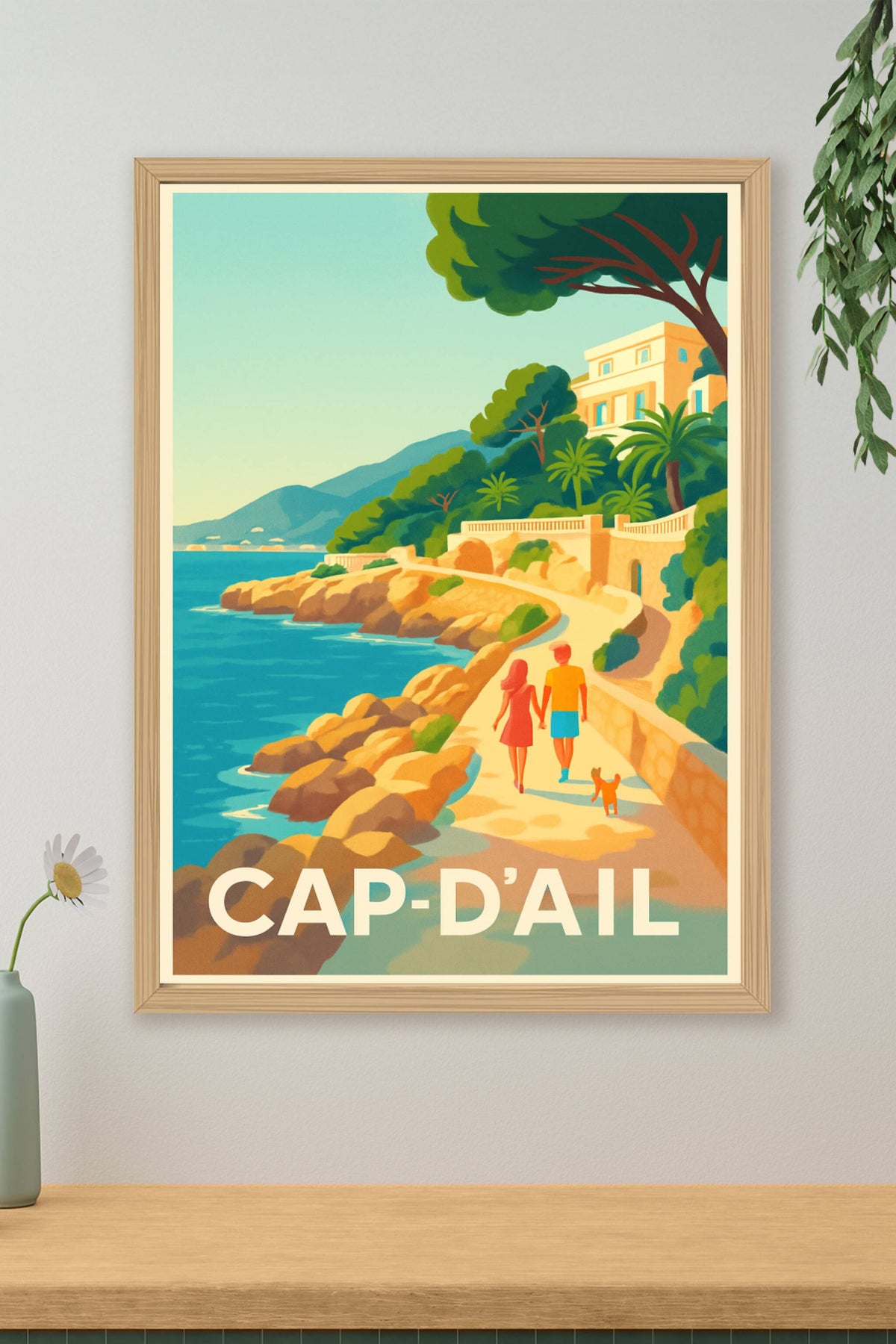 Affiche Cap-d'Ail — Promenade romantique en bord de mer · poster d'art de Cap-d'Ail