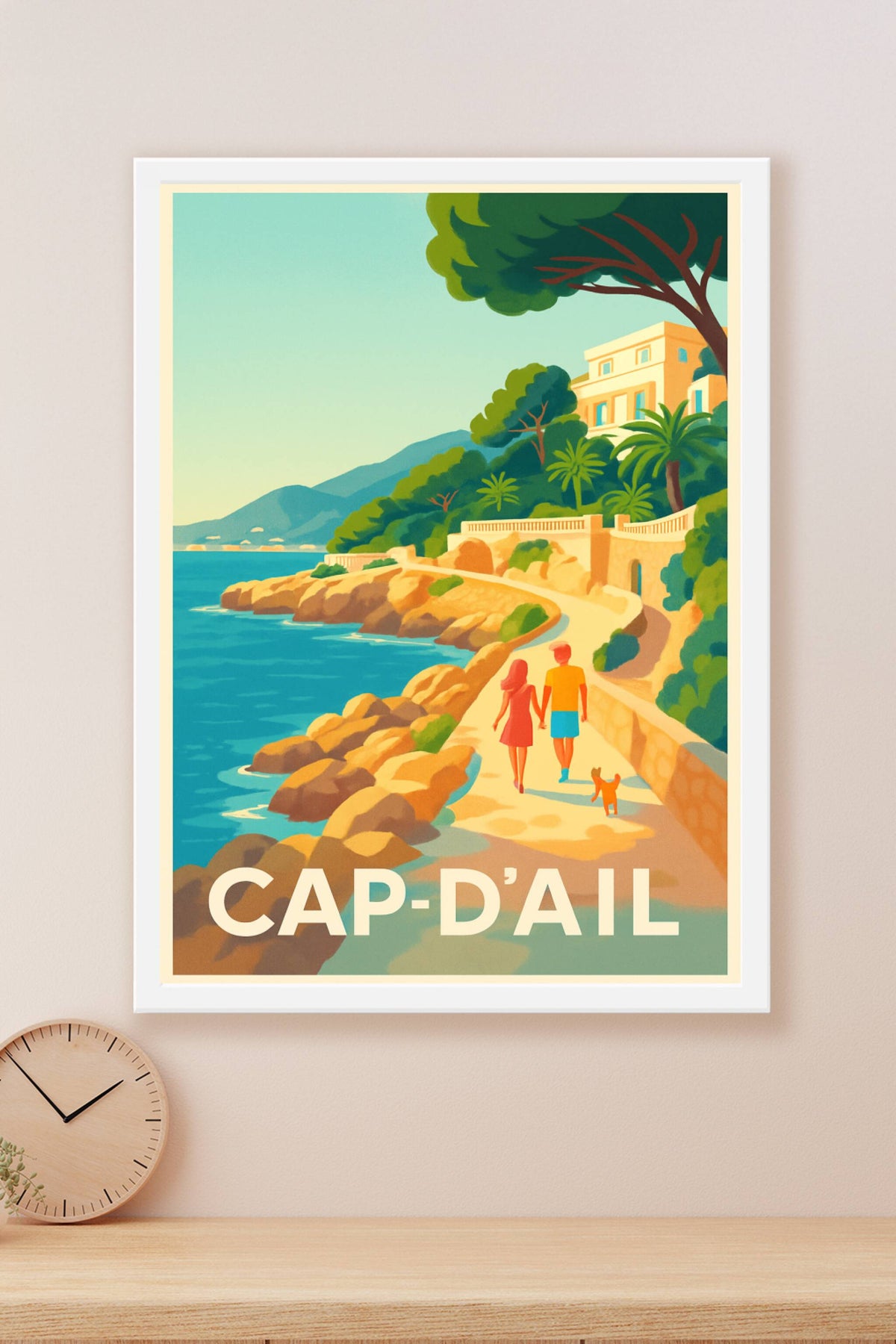Affiche Cap-d'Ail — Promenade romantique en bord de mer · poster d'art de Cap-d'Ail