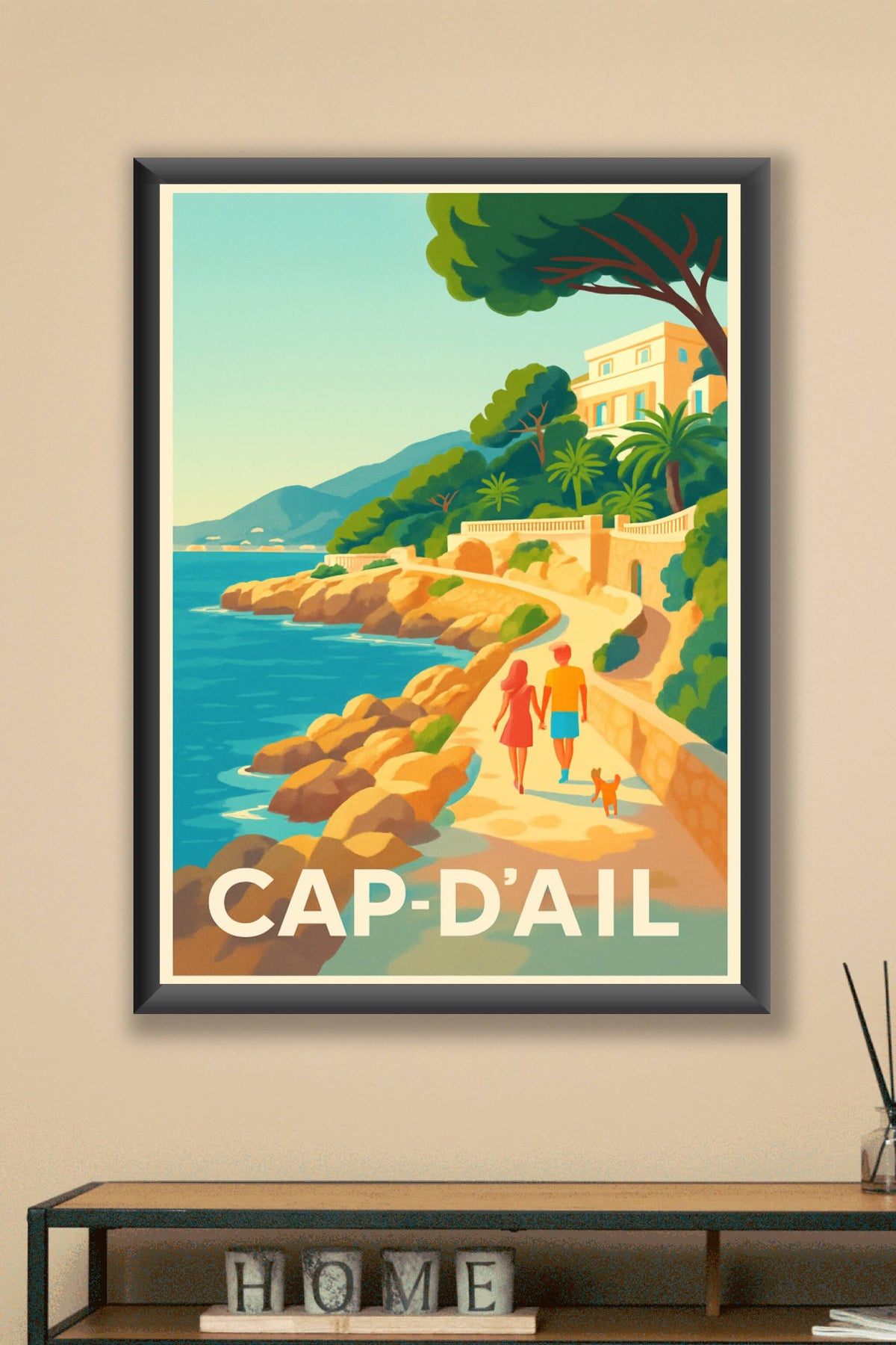 Affiche Cap-d'Ail — Promenade romantique en bord de mer · poster d'art de Cap-d'Ail