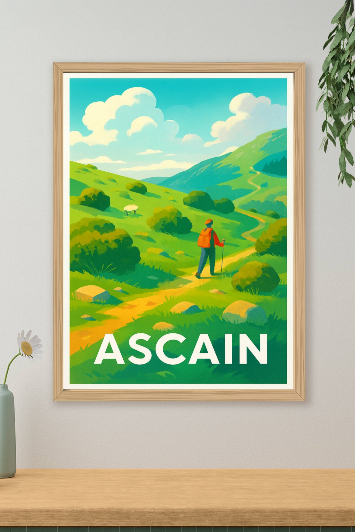 Affiche Ascain — Invitation à la randonnée en pleine nature · poster d'art de Ascain