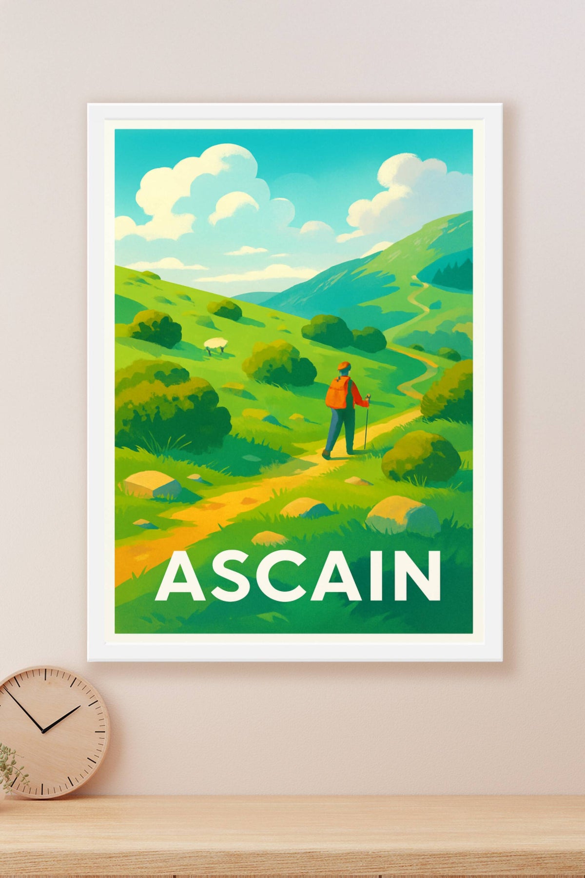Affiche Ascain — Invitation à la randonnée en pleine nature · poster d'art de Ascain
