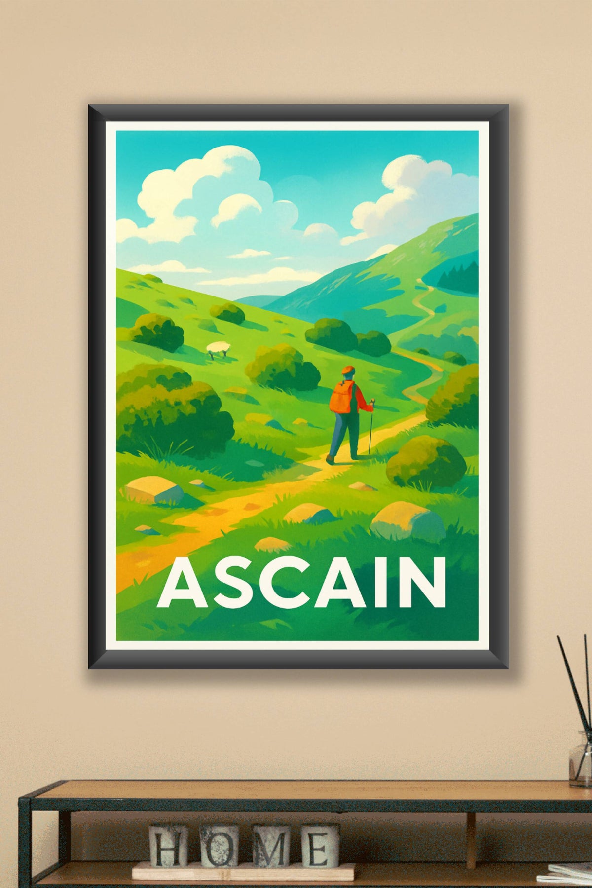 Affiche Ascain — Invitation à la randonnée en pleine nature · poster d'art de Ascain