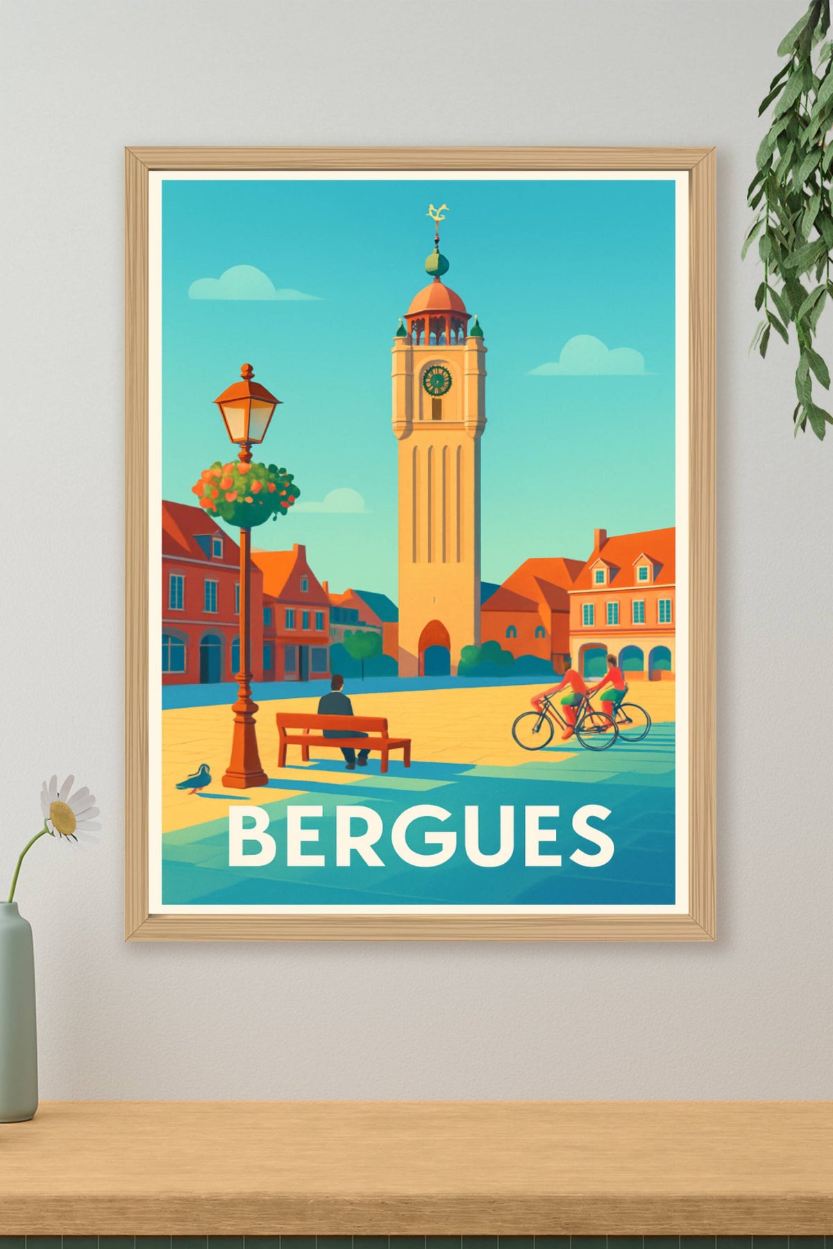 Affiche Bergues — L'élégance du beffroi et le charme de la ville · poster d'art de Bergues