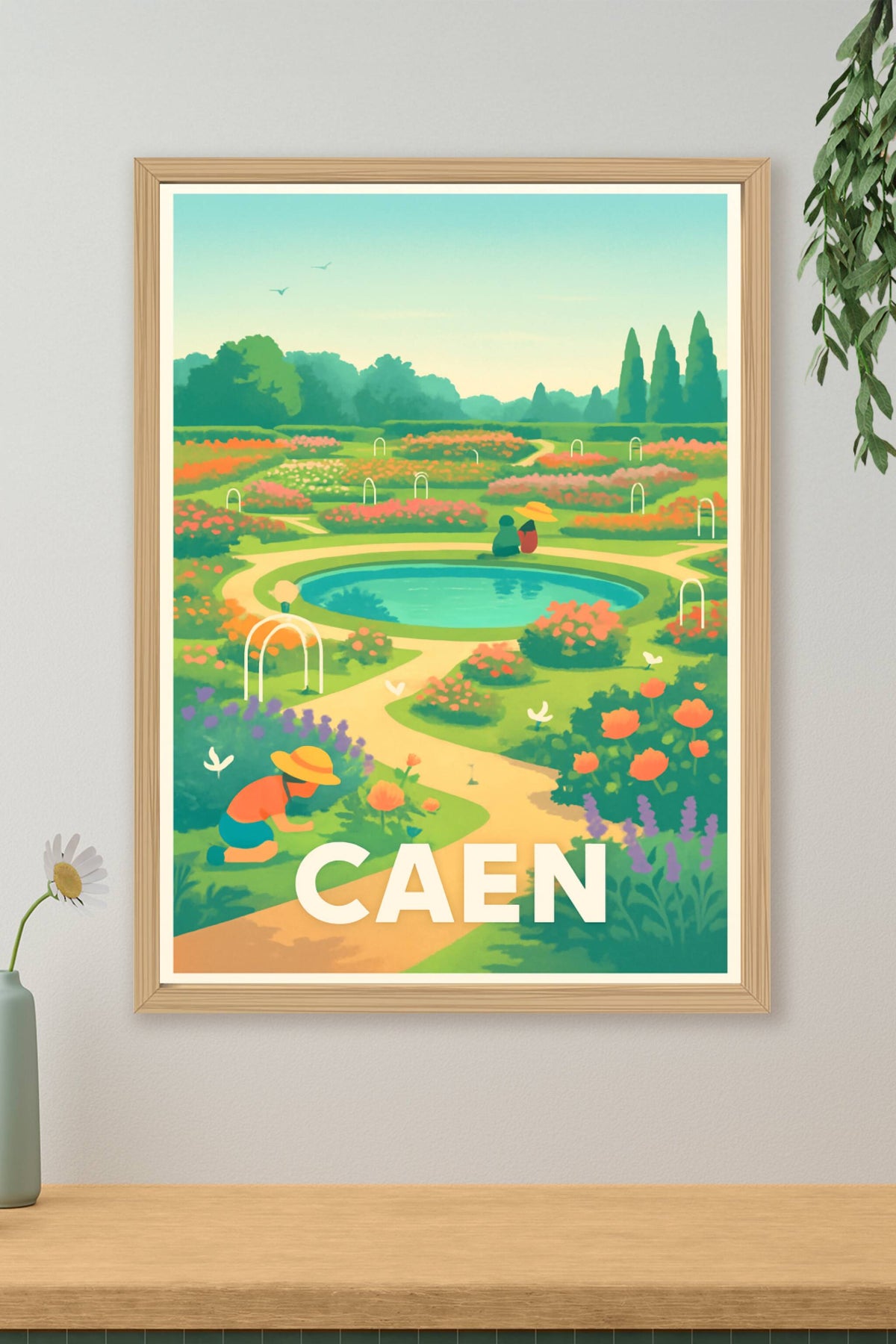 Affiche Caen — Promenade bucolique au parc floral · poster d'art de Caen