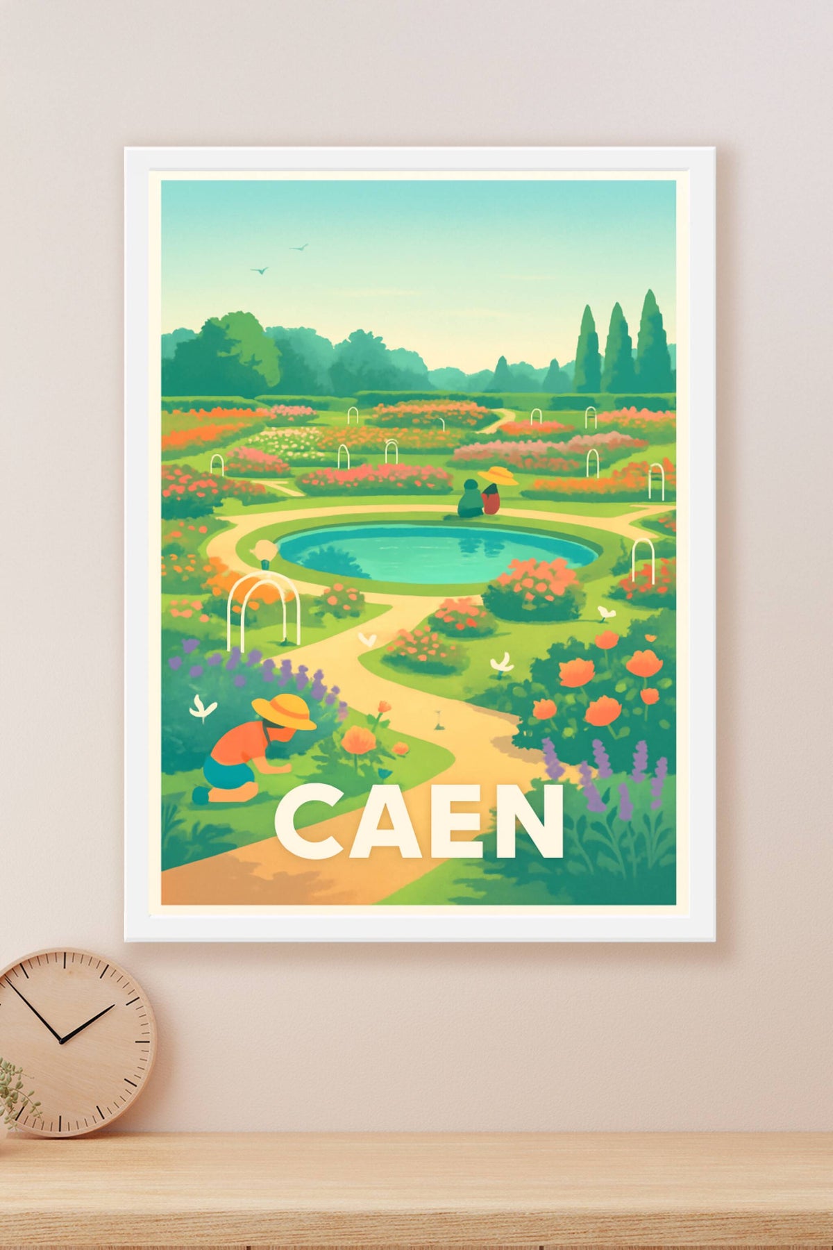 Affiche Caen — Promenade bucolique au parc floral · poster d'art de Caen