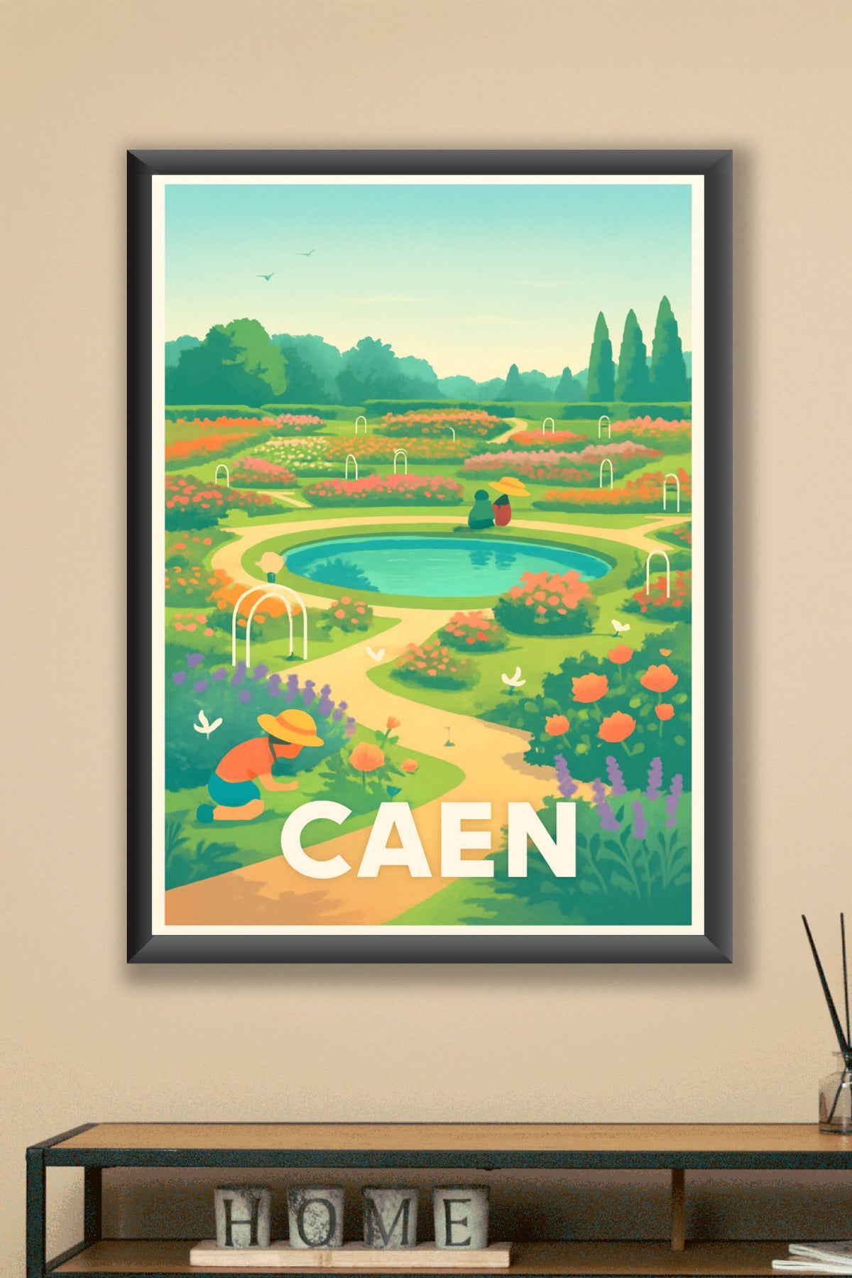 Affiche Caen — Promenade bucolique au parc floral · poster d'art de Caen