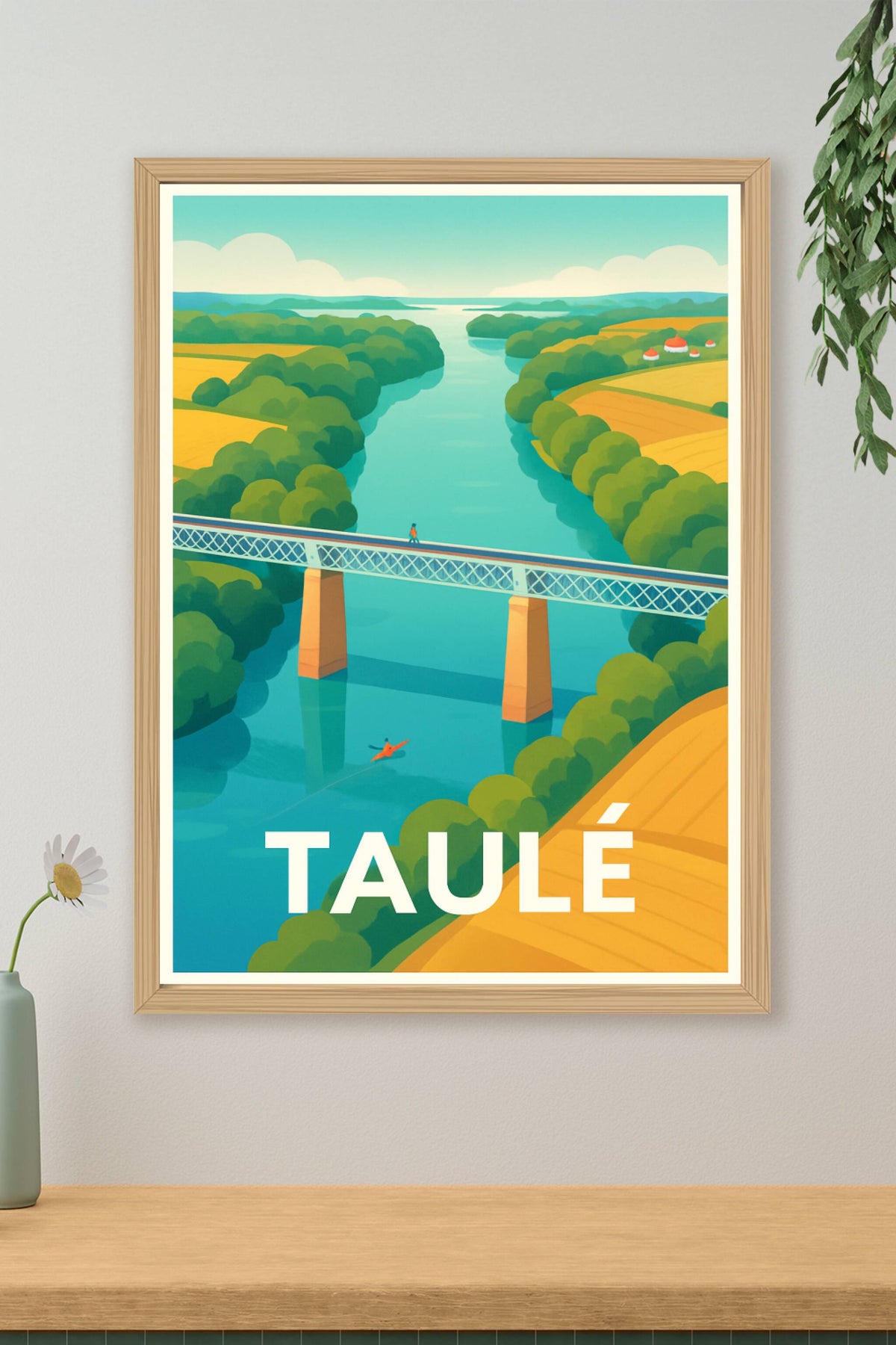 Affiche Taulé — Harmonie entre nature et rivière paisible · poster d'art de Taulé
