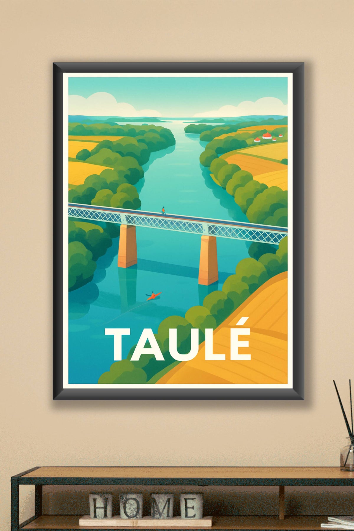 Affiche Taulé — Harmonie entre nature et rivière paisible · poster d'art de Taulé