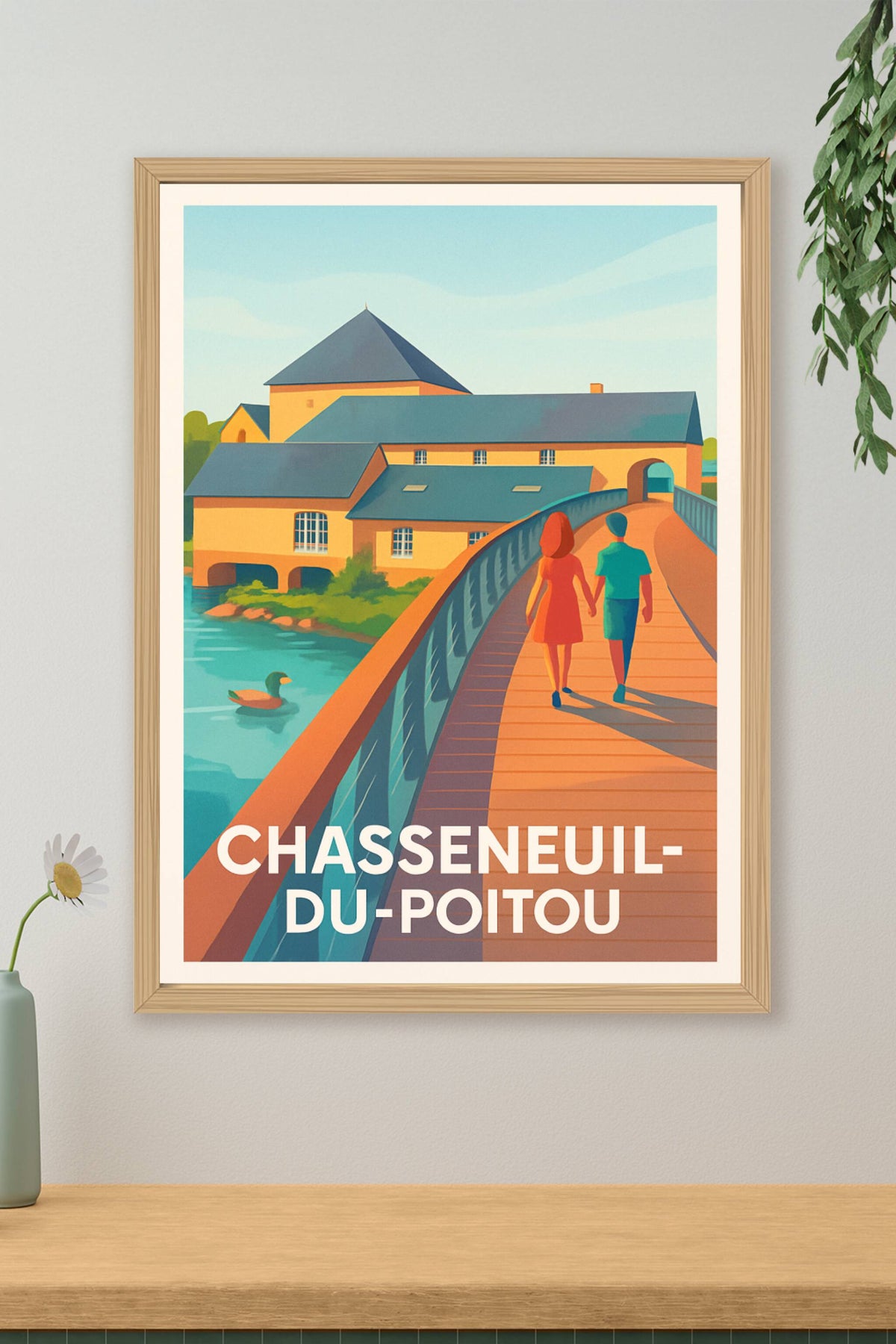 Affiche Chasseneuil-du-Poitou — Promenade romantique au fil de l'eau · poster d'art de Chasseneuil-du-Poitou