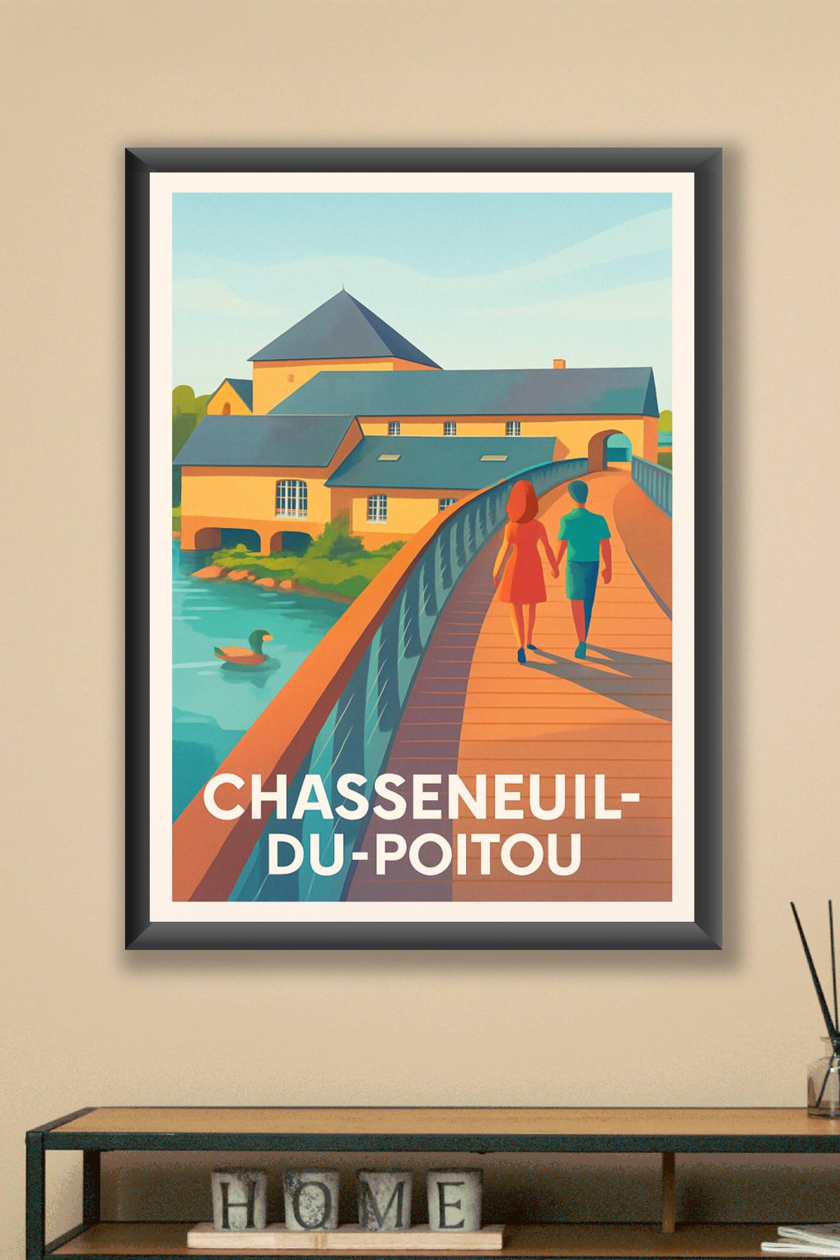 Affiche Chasseneuil-du-Poitou — Promenade romantique au fil de l'eau · poster d'art de Chasseneuil-du-Poitou
