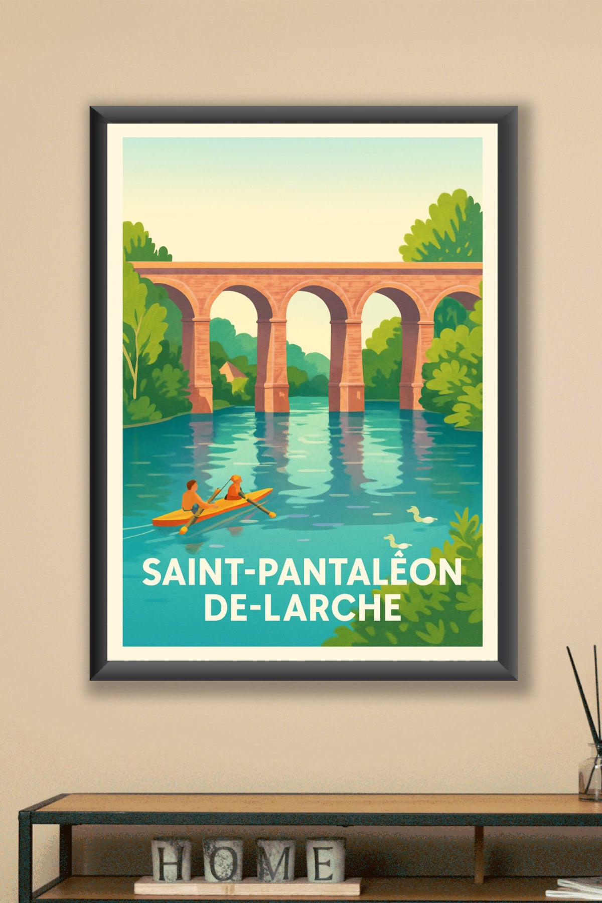 Affiche Saint-Pantaléon-de-Larche — Évasion au fil de l'eau · poster d'art de Saint-Pantaléon-de-Larche