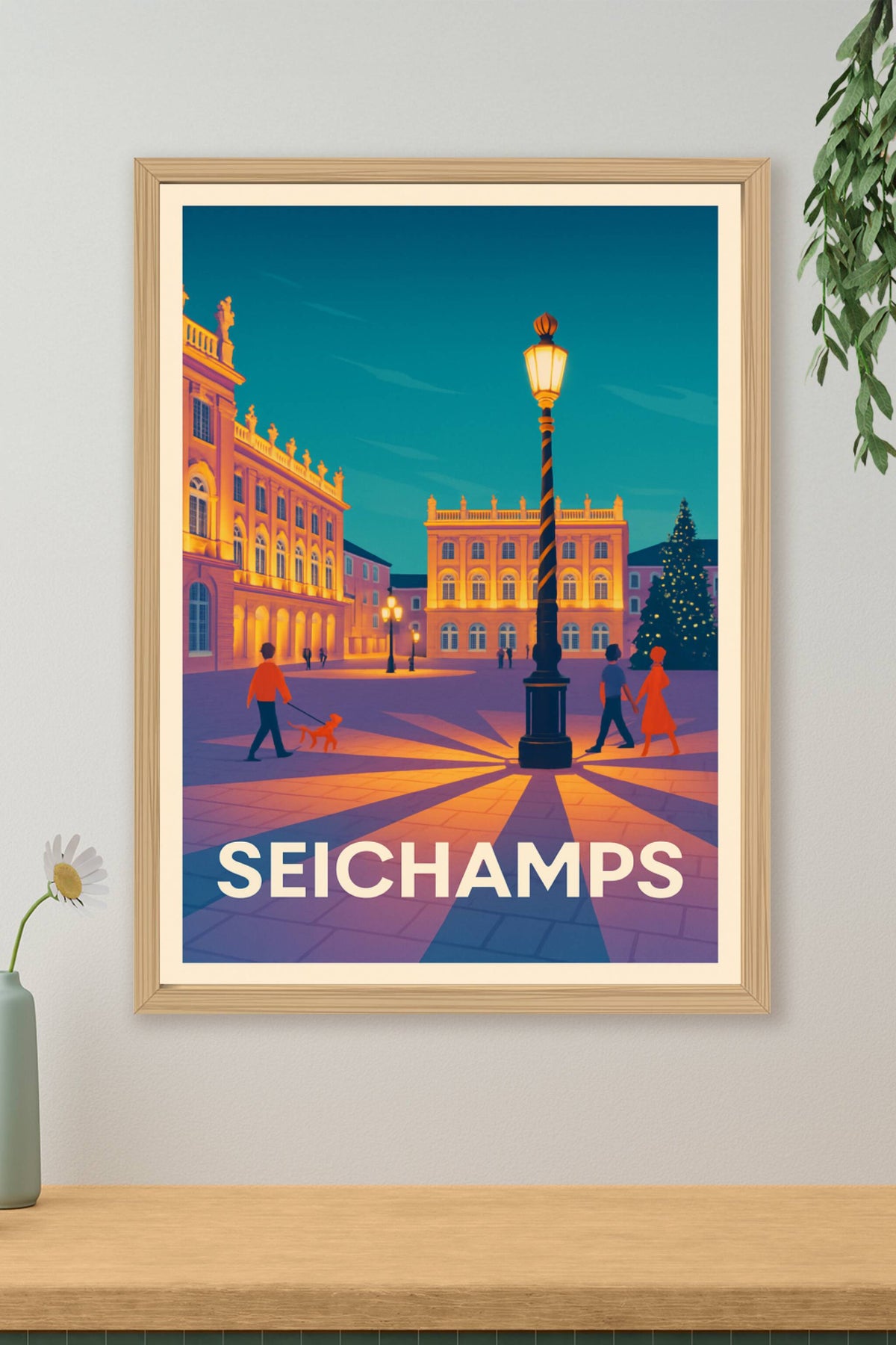 Affiche Seichamps — Lumières et ambiance chaleureuse au cœur de la ville · poster d'art de Seichamps