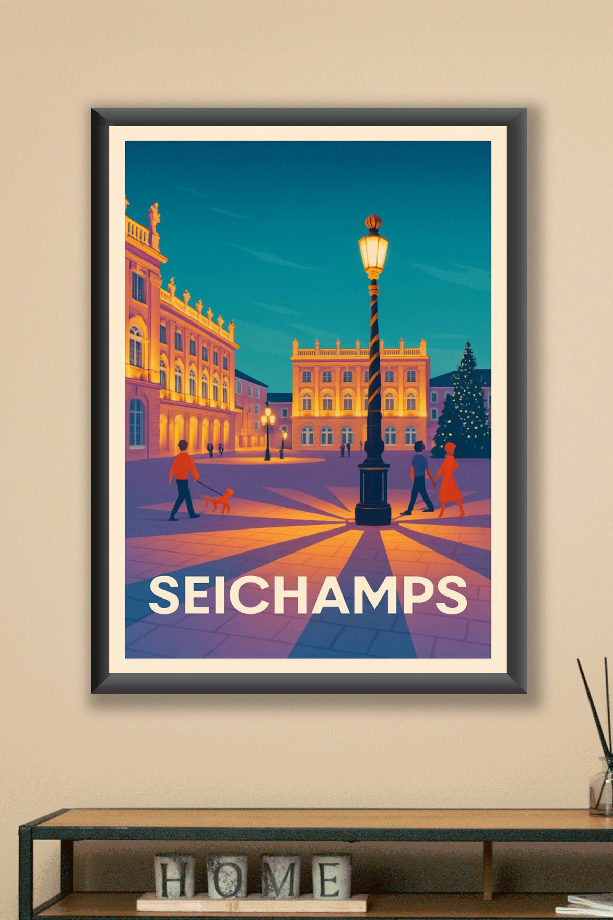 Affiche Seichamps — Lumières et ambiance chaleureuse au cœur de la ville · poster d'art de Seichamps