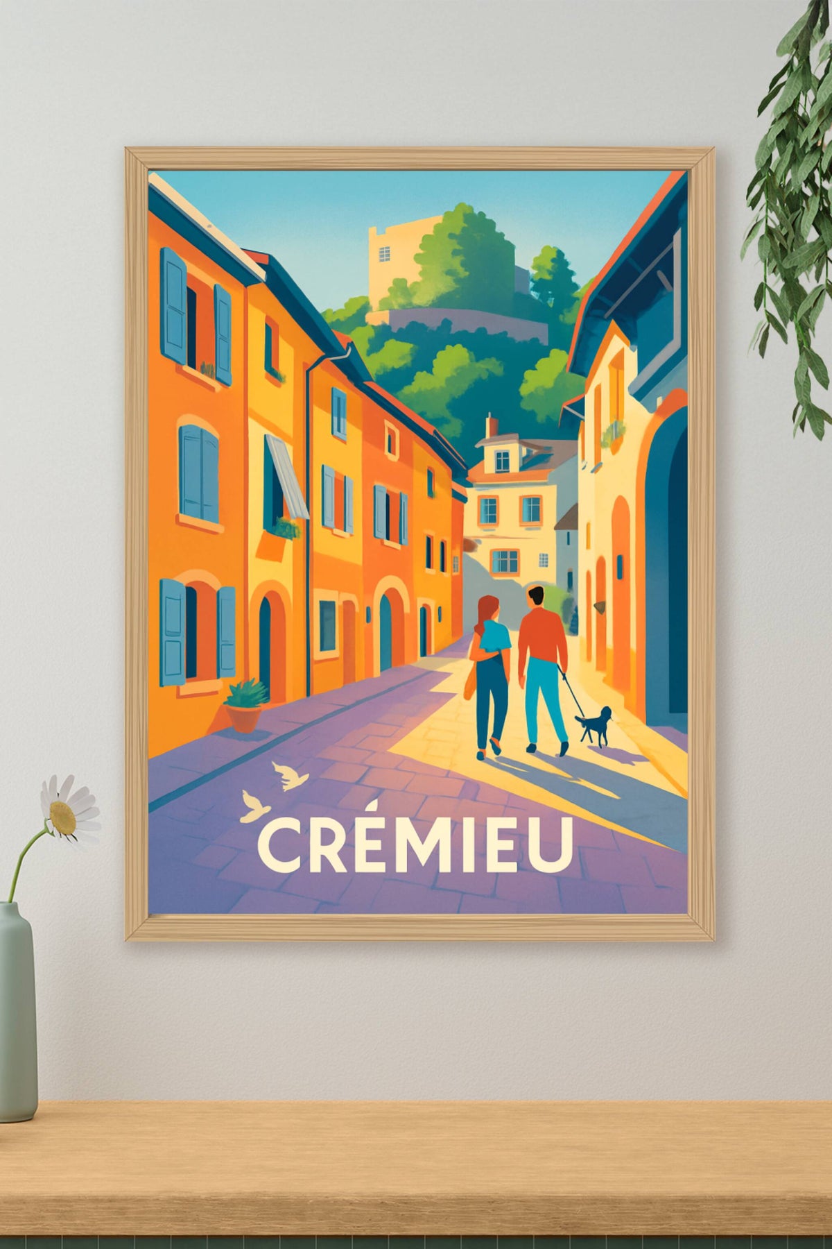 Affiche Crémieu — Promenade ensoleillée au cœur du village · poster d'art de Crémieu