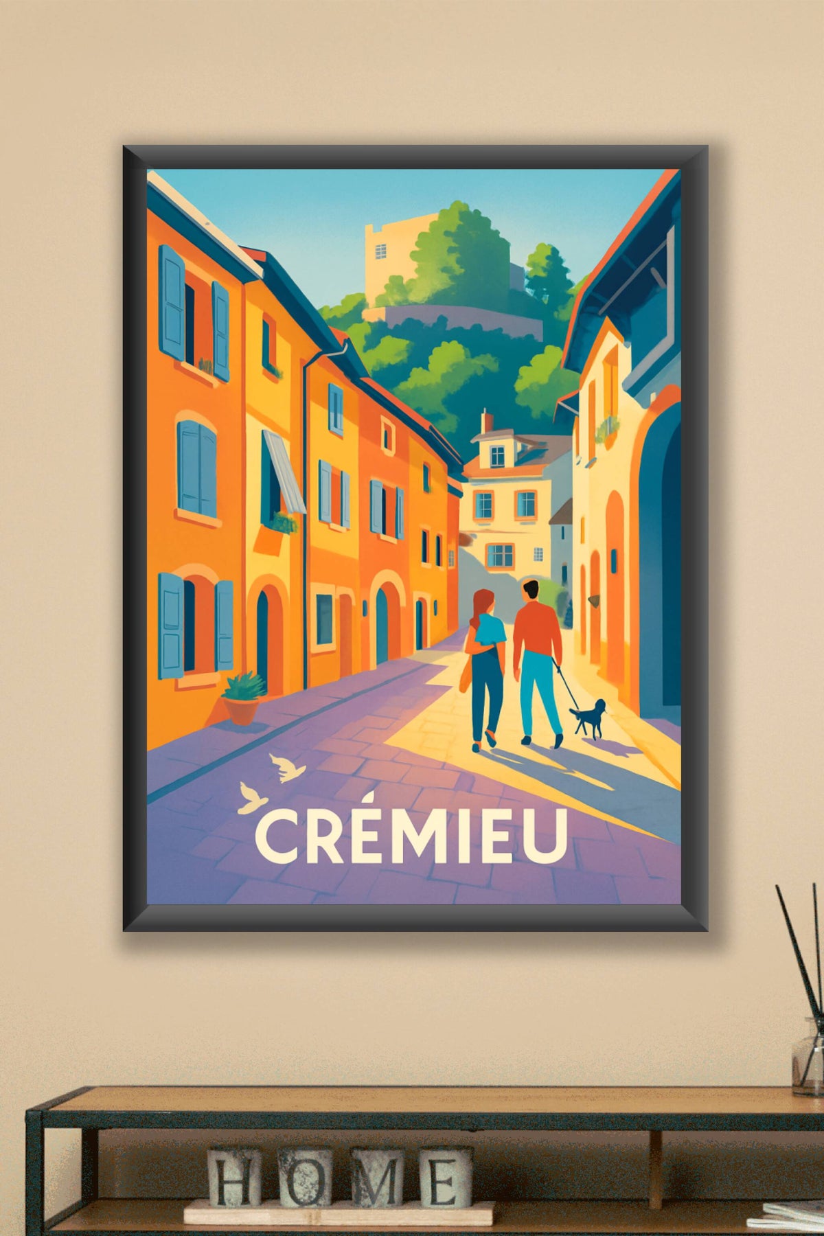 Affiche Crémieu — Promenade ensoleillée au cœur du village · poster d'art de Crémieu