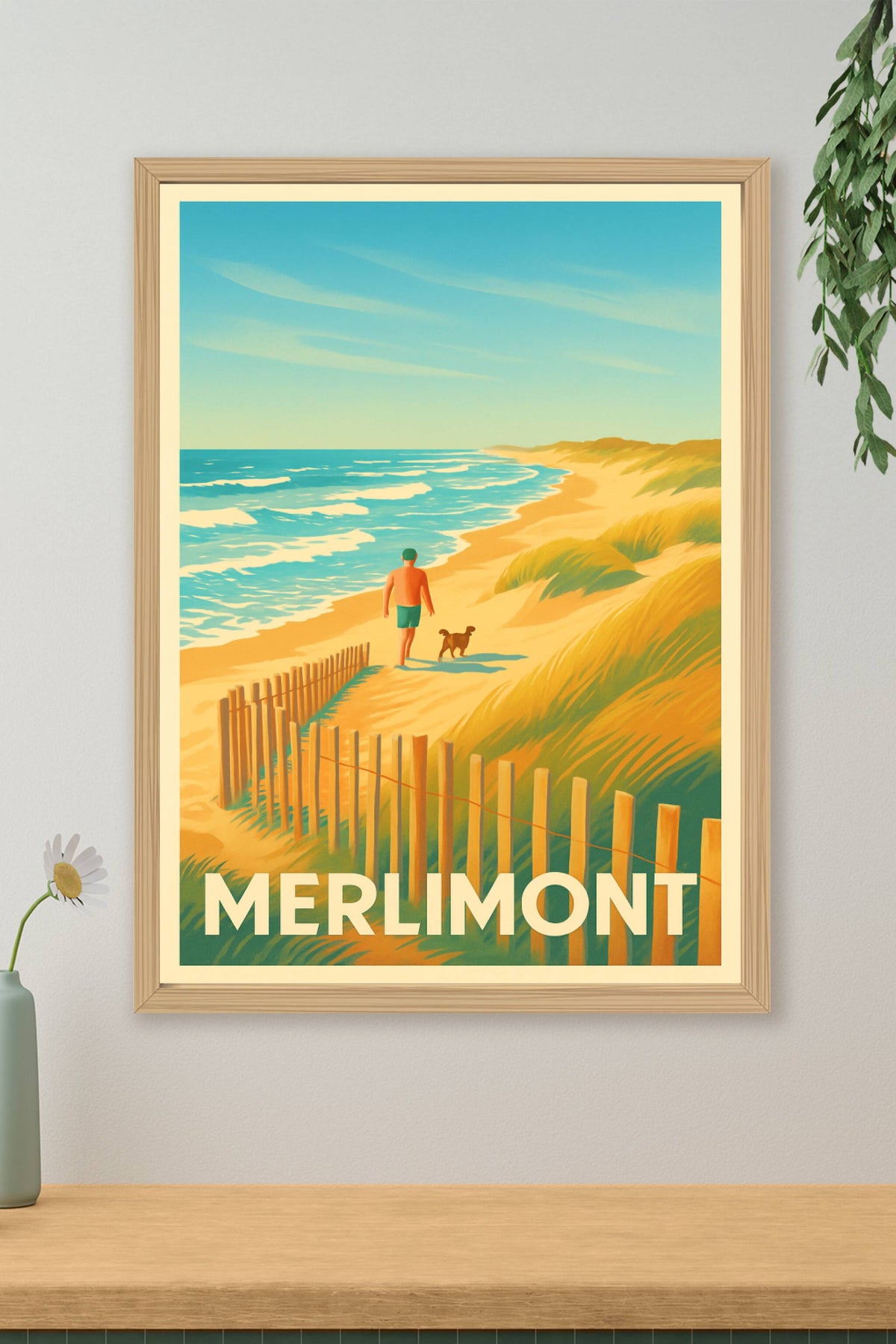 Affiche Merlimont — Promenade paisible en bord de mer · poster d'art de Merlimont