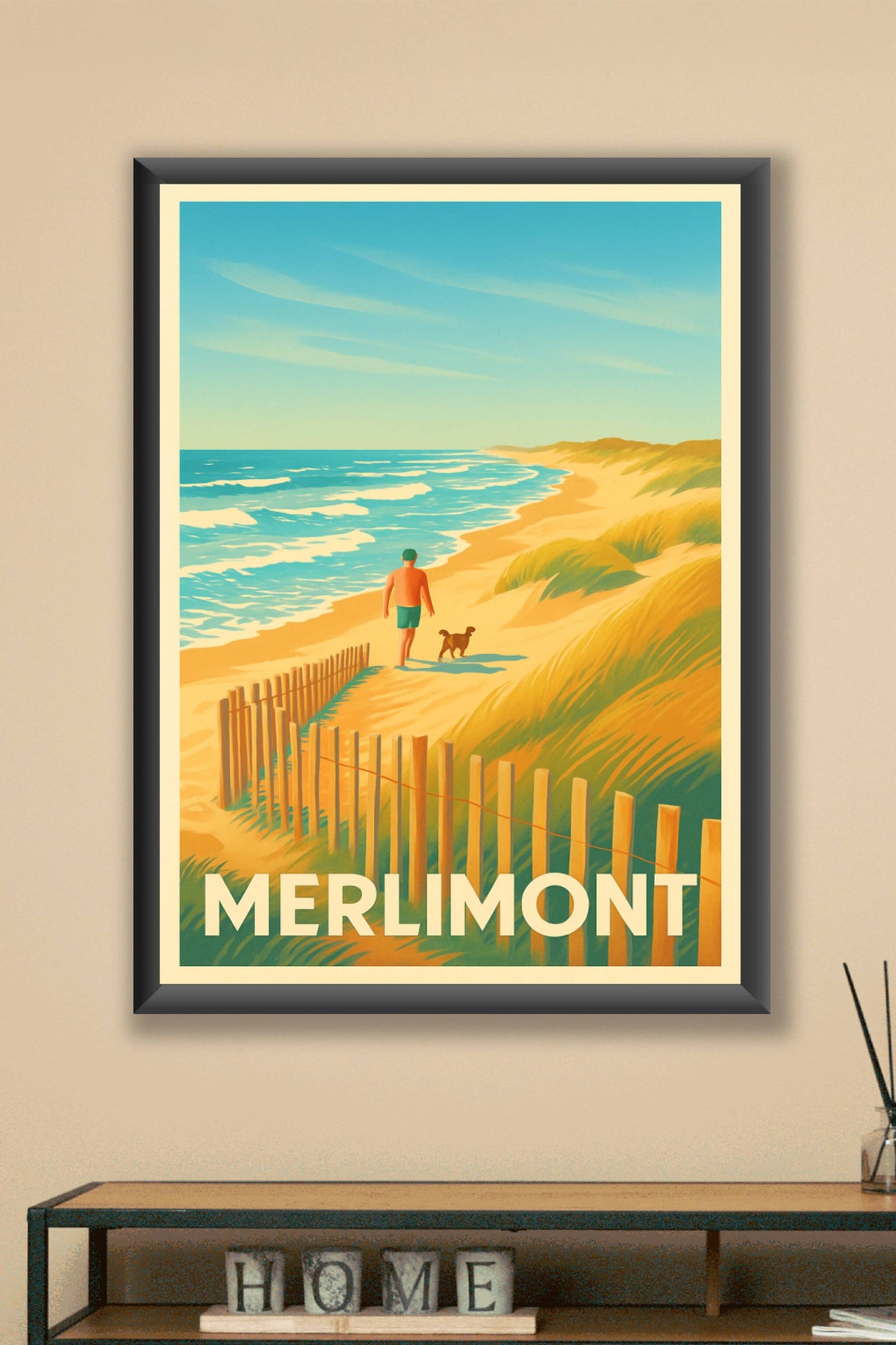 Affiche Merlimont — Promenade paisible en bord de mer · poster d'art de Merlimont